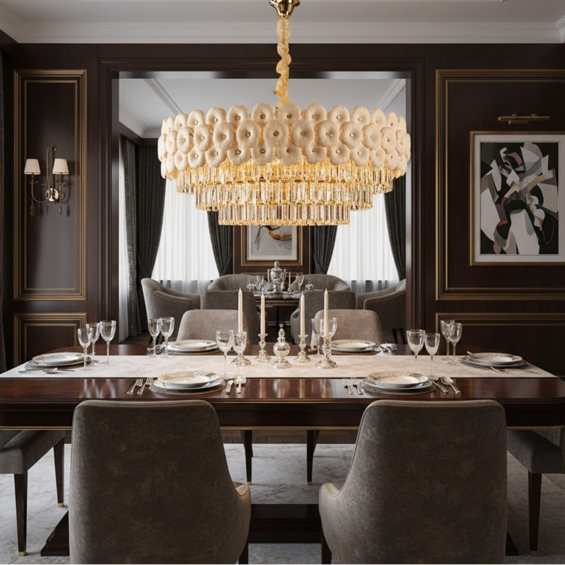 Candelabru Flippy Cristal PETAL Regalis 15xE14 Auriu — imagine 2