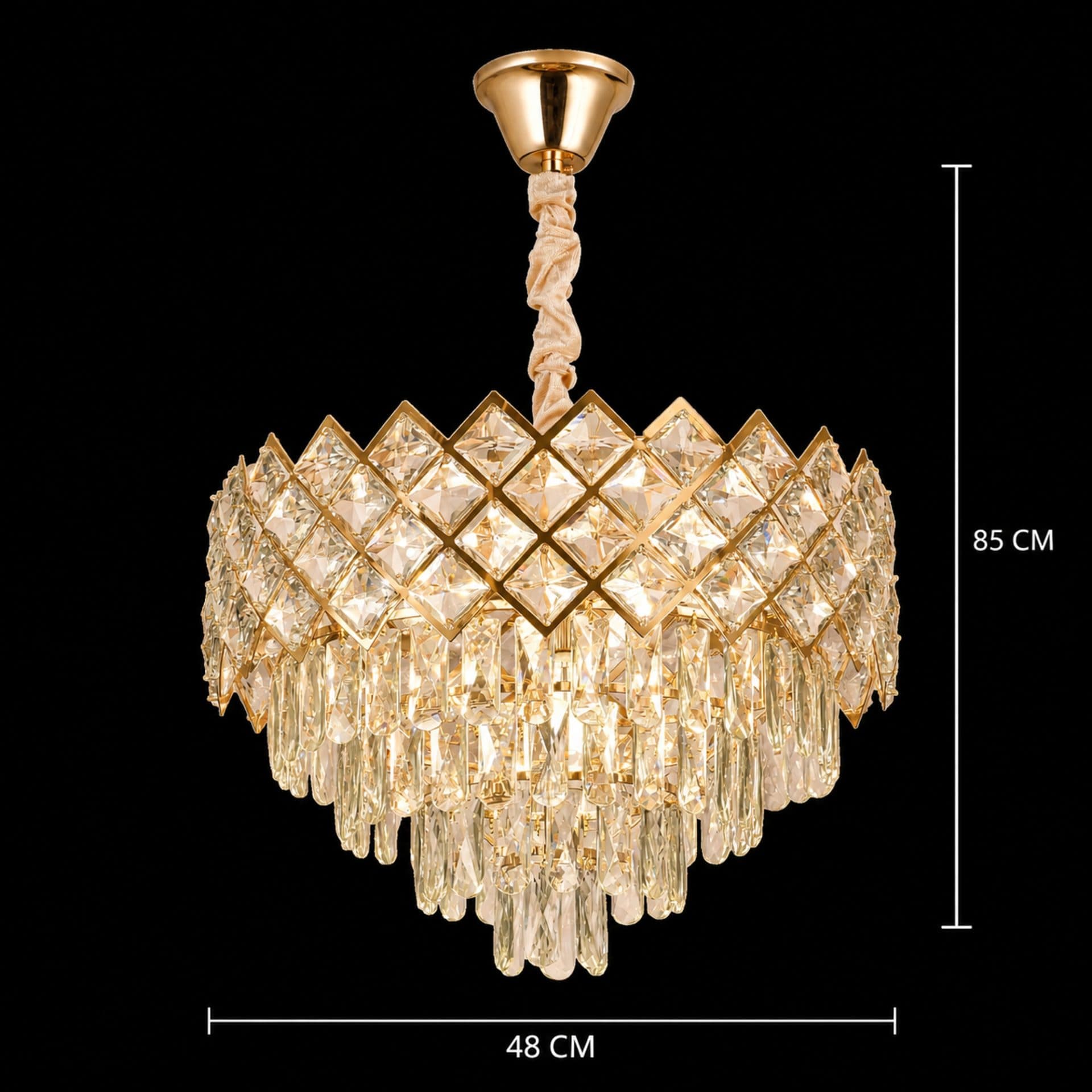 Candelabru Flippy VECTORIA Eleganza 8xE14, Diametru 48cm, Auriu, Inaltime Reglabila, Metal si Cristal — imagine 4