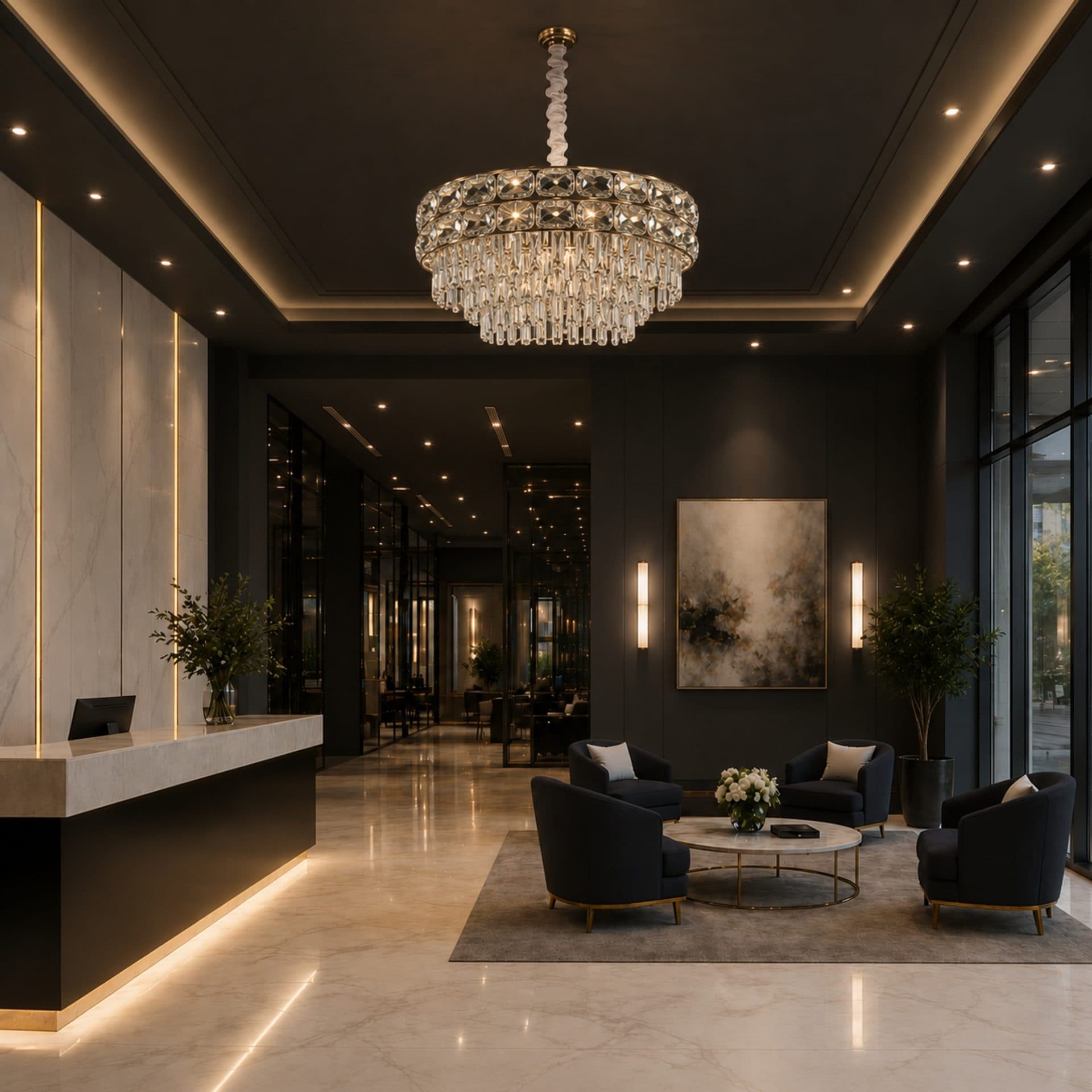 Candelabru Flippy Cristal LUCENT Eleganza 9x E14 D50 cm Auriu Inaltime Reglabila Metal si Cristal — imagine 1