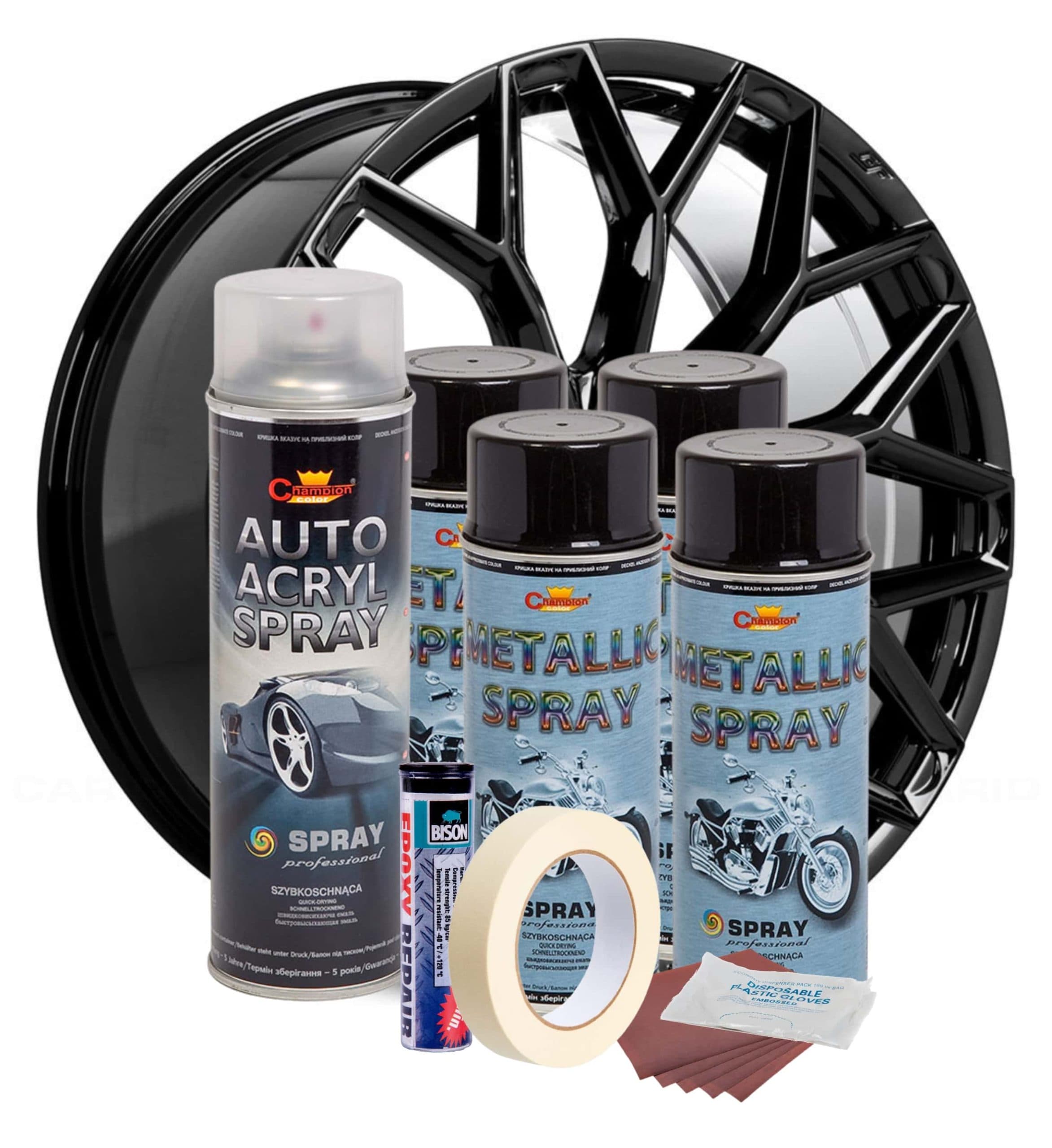 Kit reparatie si vopsire jante AVEX.ro Negru Metalizat — imagine 2