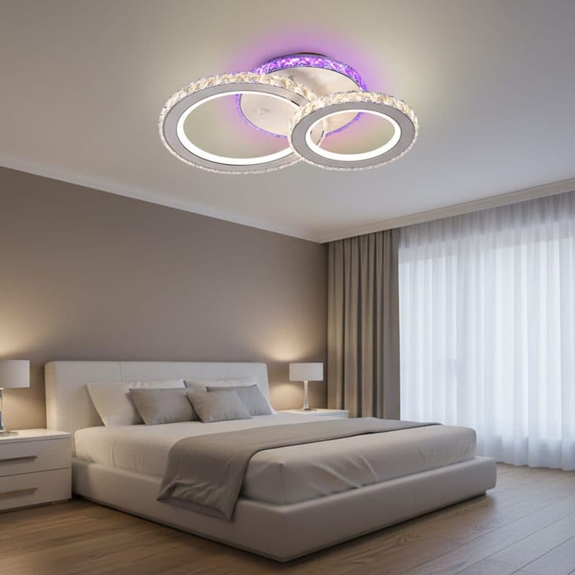 Lustra LED Flippy Rotunda RGB 42W 2 Cercuri telecomanda lumina Rece Calda Neutra Dimabila Alb — imagine 9