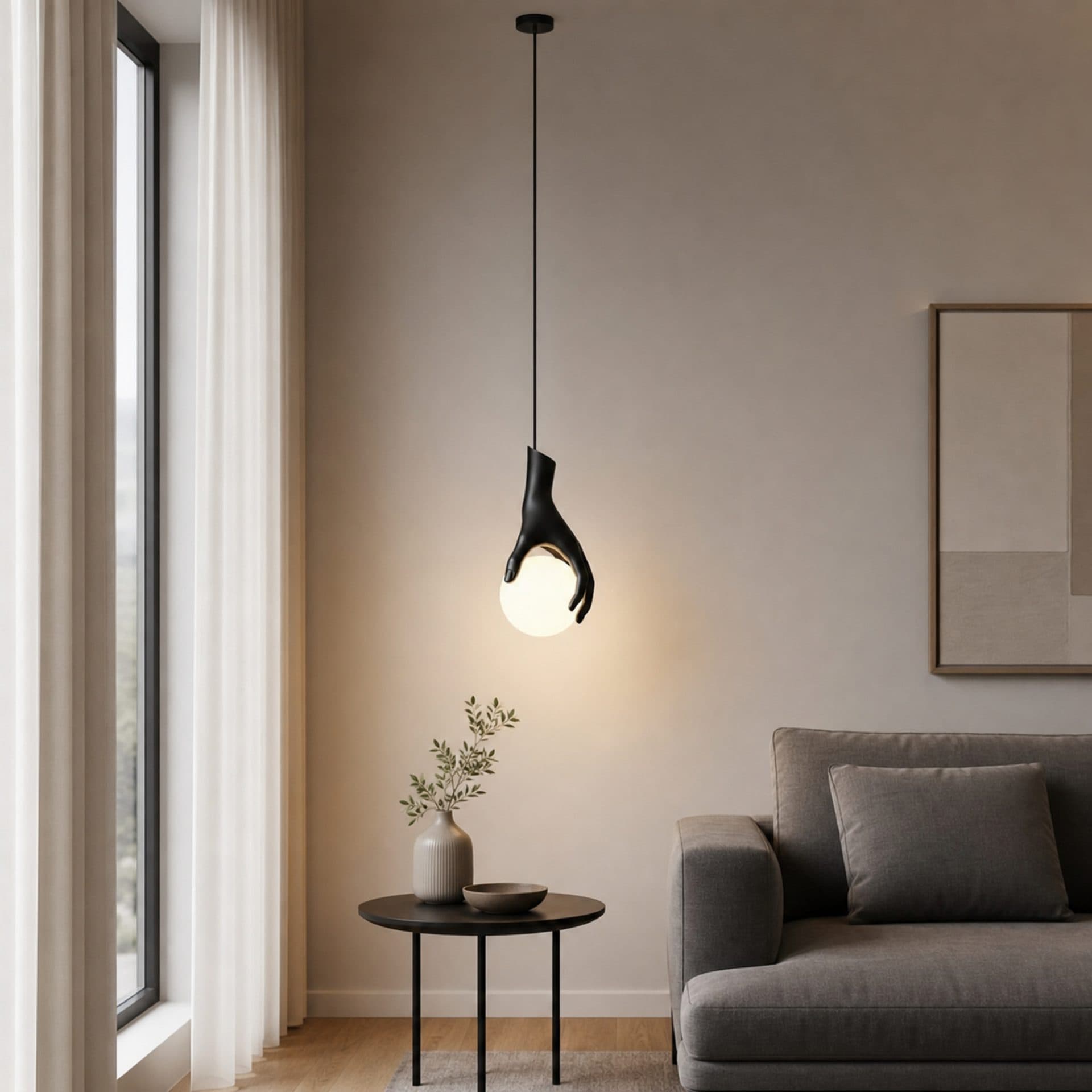 Lustra LED Flippy MANOS, Sticla si Resina, Negru — imagine 7
