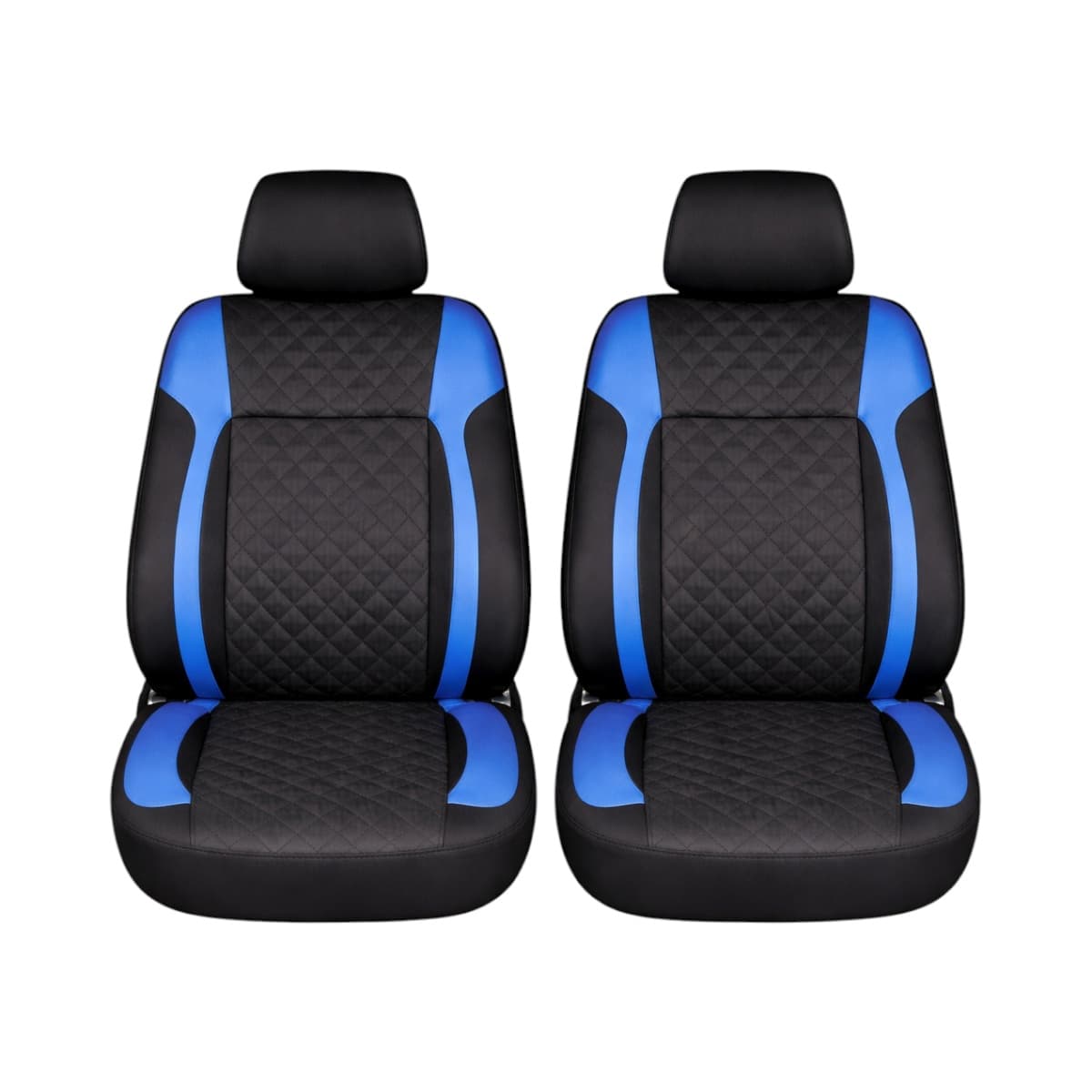 Set huse scaune auto Premium Diamond Drive, Piele Ecologica, Negru/Albastru — imagine 2
