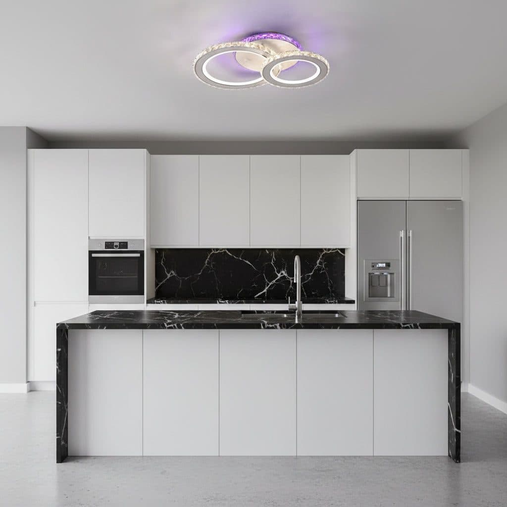 Lustra LED Flippy Rotunda RGB 42W 2 Cercuri telecomanda lumina Rece Calda Neutra Dimabila Alb — imagine 10