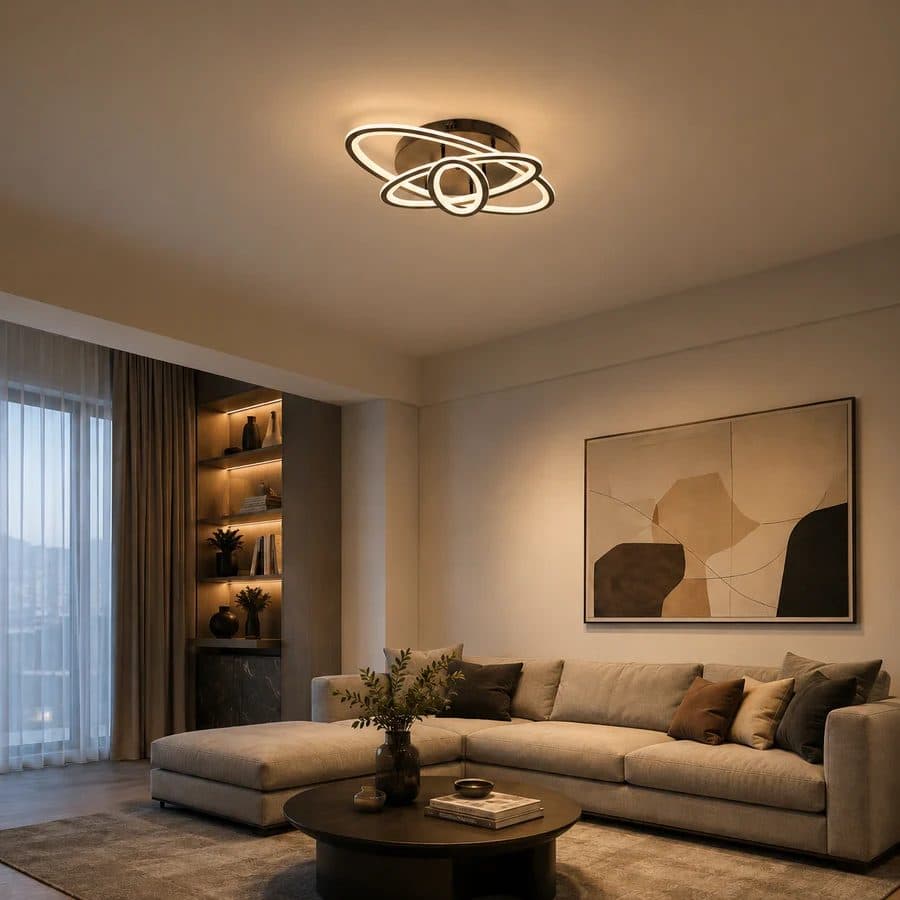 Lustra LED Flippy 78W 3 Elipse lumina Rece/Calda/Neutra Negru — imagine 1