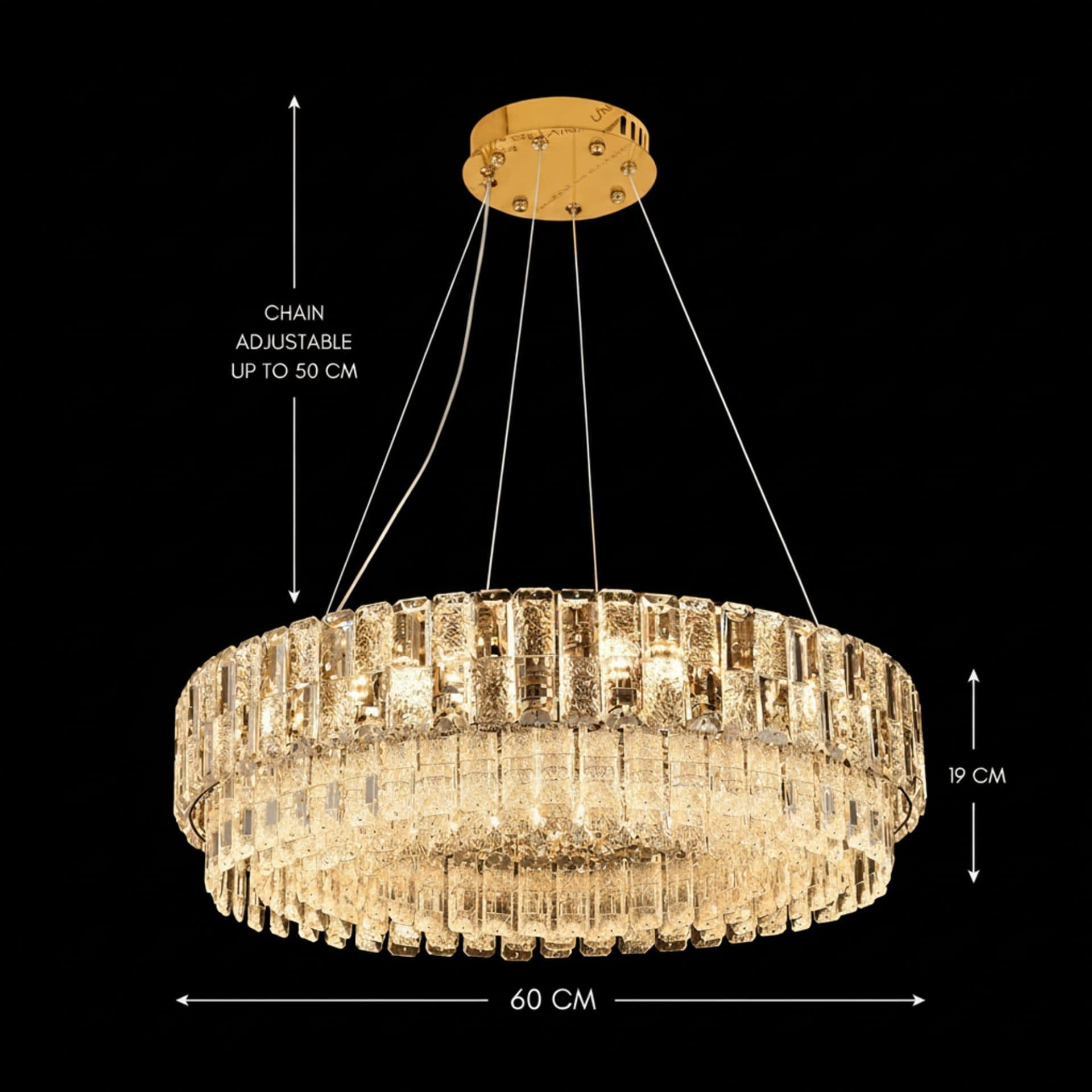 Candelabru Flippy Cristal ELYSIAN Magno 9x E14 Diametru 60 cm Auriu — imagine 4