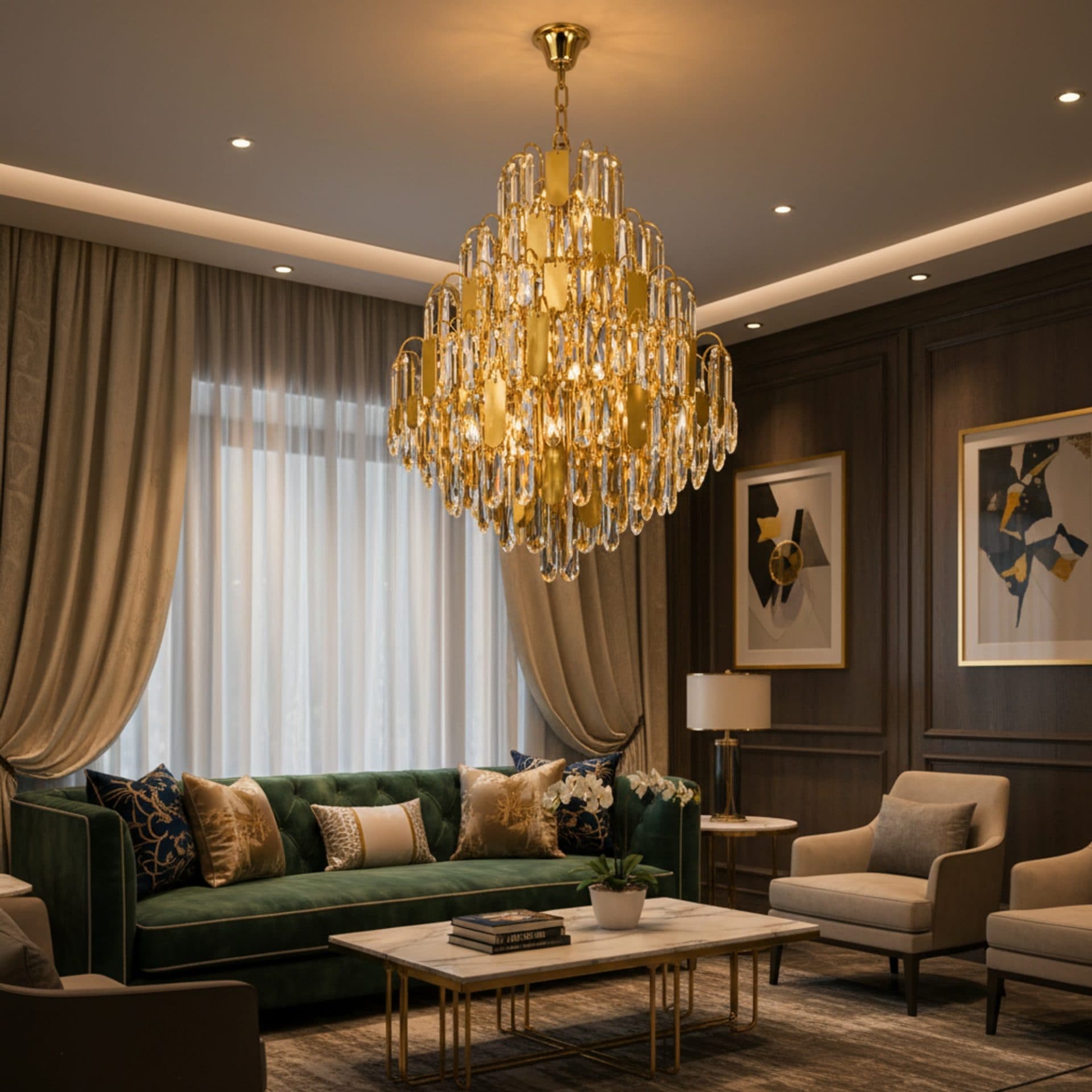 Candelabru Flippy Cristal TIER Eleganza 10x E14 D50 cm Auriu — imagine 2