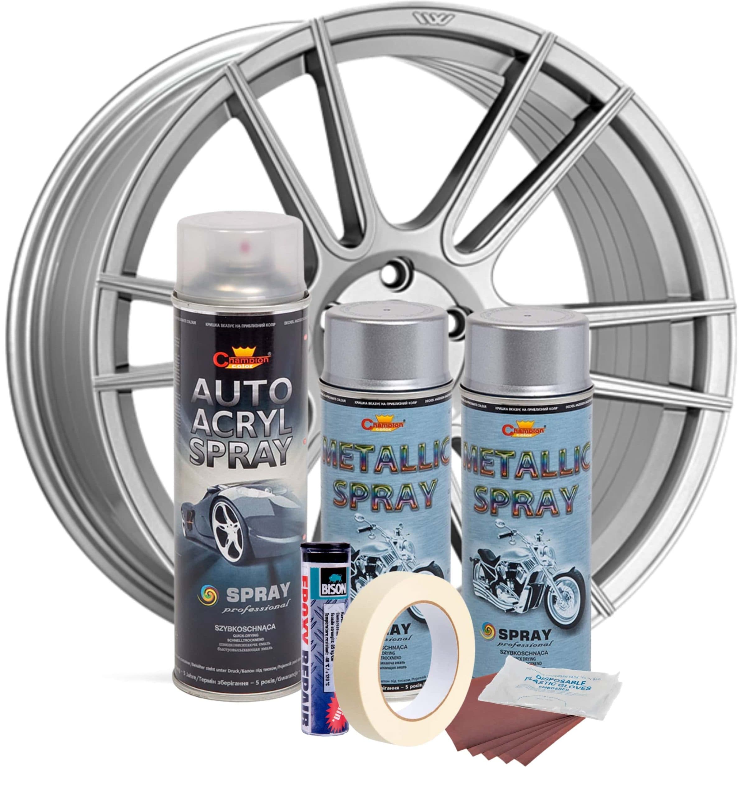 Kit reparatie si vopsire jante AVEX.ro Argintiu Metalizat — imagine 2