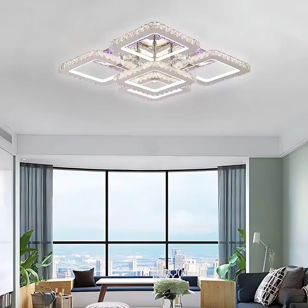 Lustra LED Flippy cu telecomanda cristal RGB 143W 5 Patrate — imagine 8