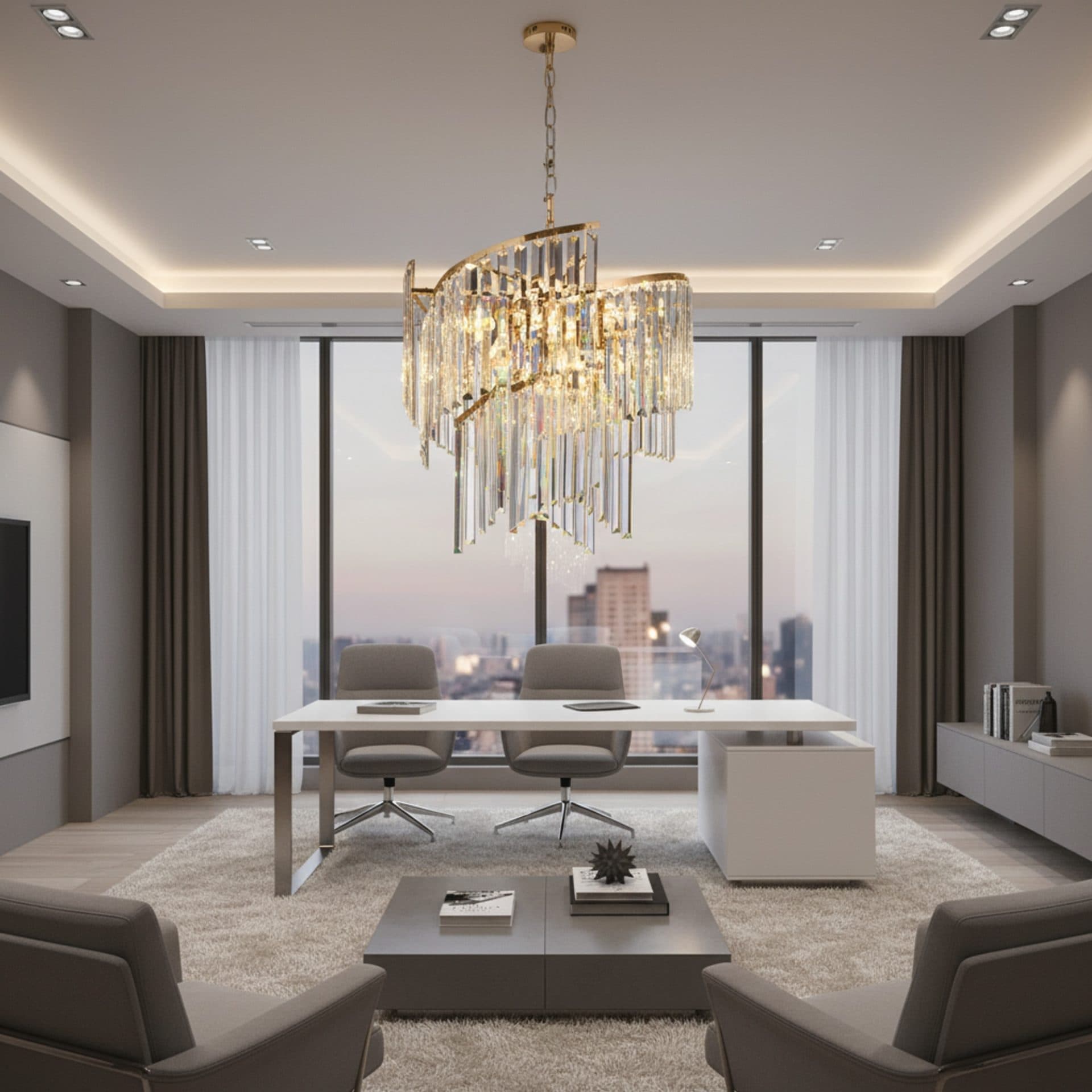 Candelabru Flippy Cristal TWEEZE Eleganza 50cm 9x E14 Auriu — imagine 2