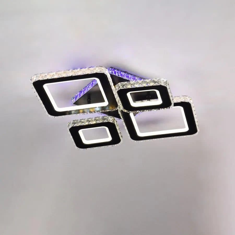 Lustra LED Flippy RGB 162W 4 Patrate Cristal Negru — imagine 3