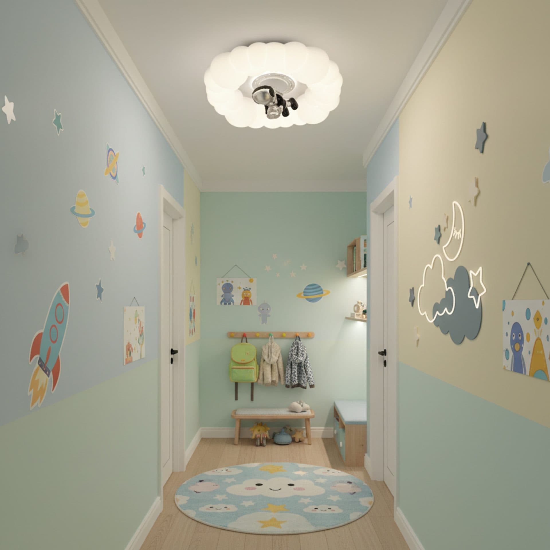 Lustra LED Flippy 75W Diametru 50cm Telecomanda Alb — imagine 2