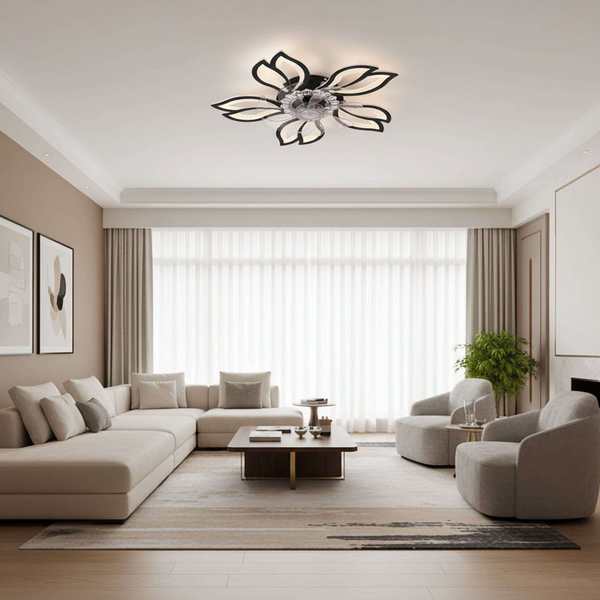 Lustra LED Ventilator Flippy 30W 61cm Negru — imagine 1