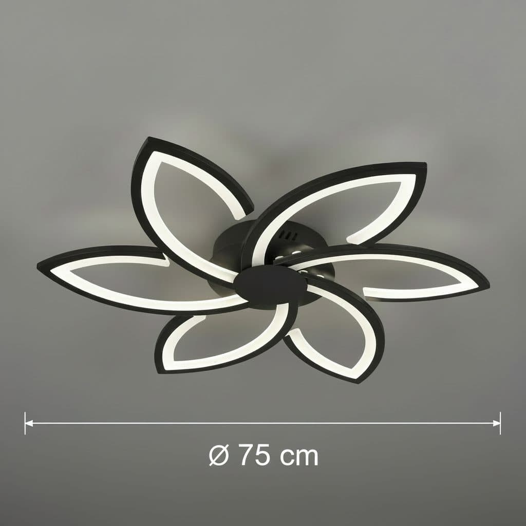 Lustra LED Flippy FLORA 82W 6 Petale Dimabila Negru — imagine 4