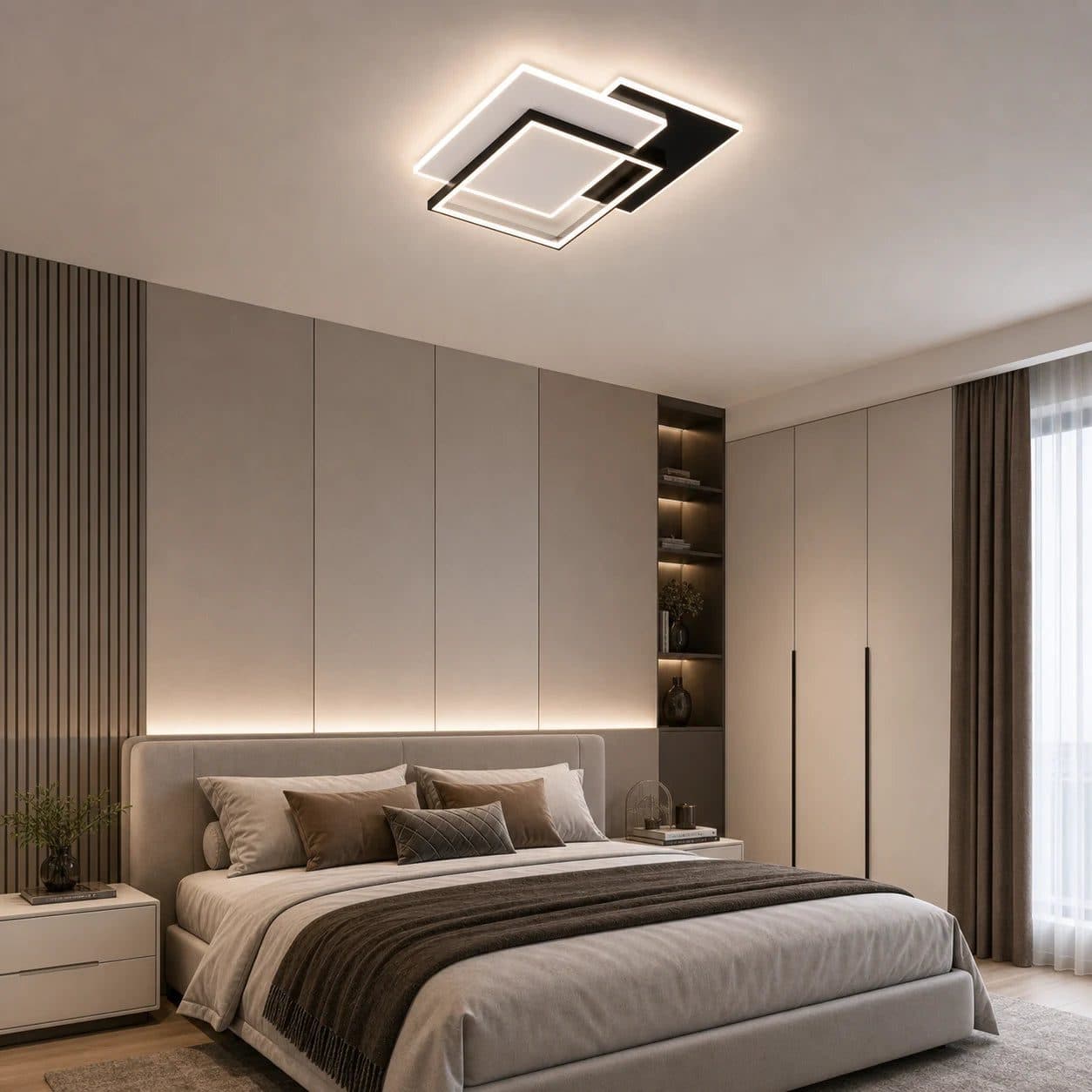 Lustra LED Flippy 98W 3 Patrate telecomanda Negru — imagine 6