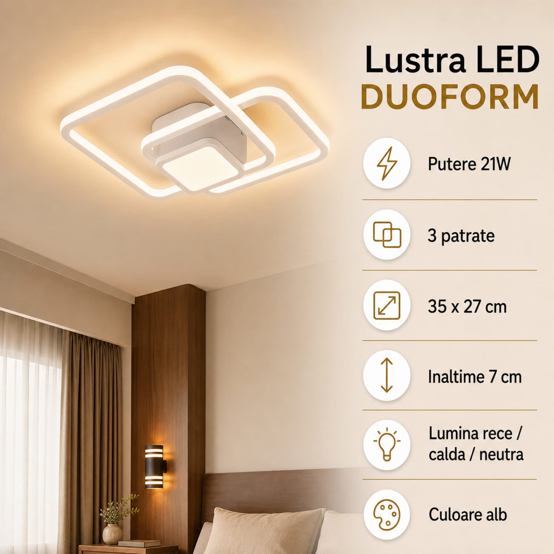 Lustra LED DUOFORM Flippy, 21W, design geometric, alb — imagine 7