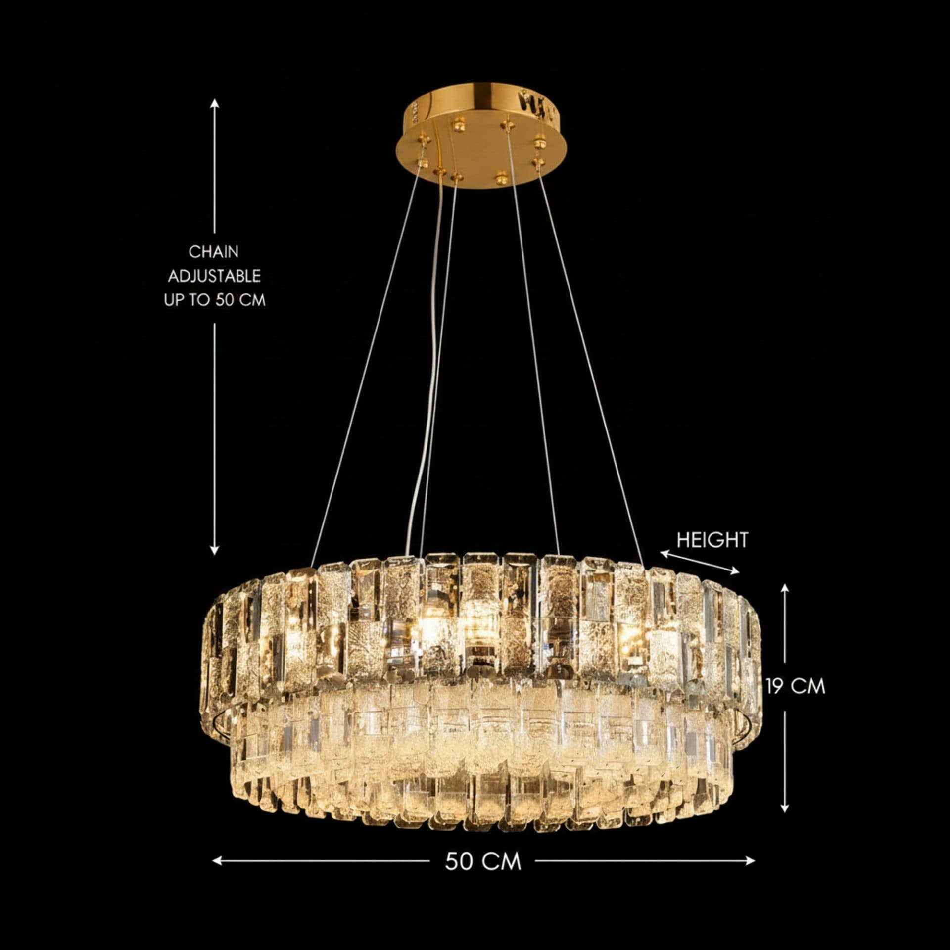 Candelabru Flippy Cristal ELYSIAN Eleganza 7x E14 Auriu 50 cm — imagine 4
