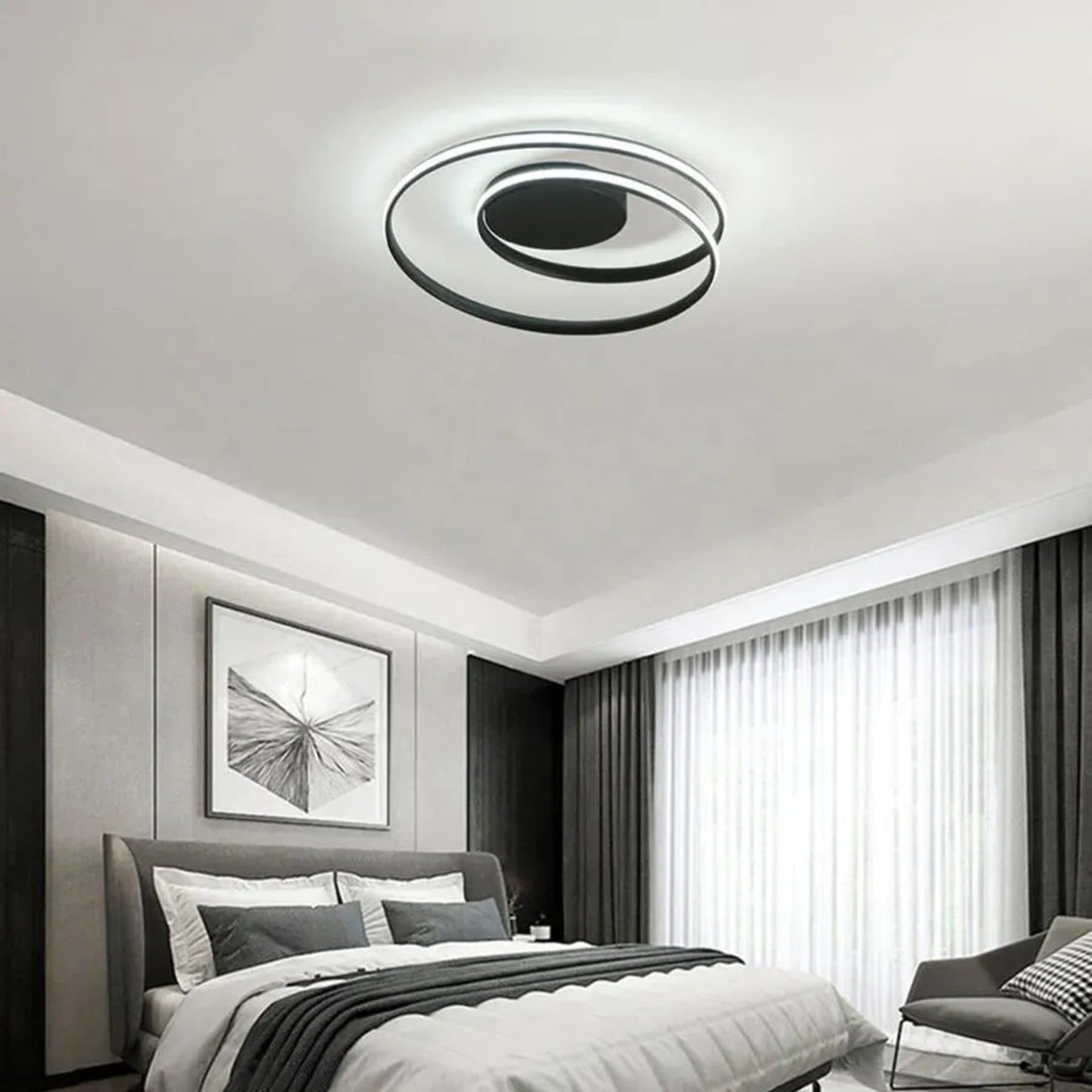 Lustra LED Flippy VECTOR ARCADIA 56W, telecomanda, lumina Rece/Calda/Neutra, Dimabila, Negru — imagine 1