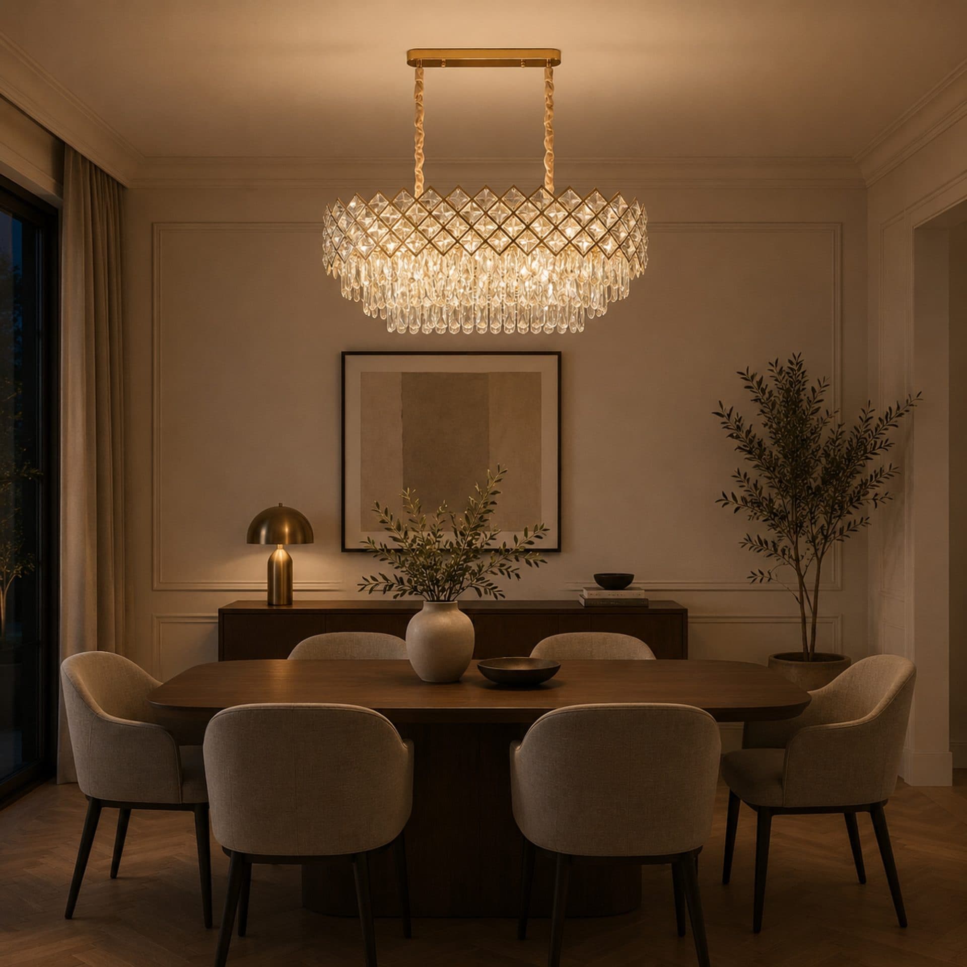 Candelabru Cristal Flippy 8x E14 Auriu Inaltime Reglabila — imagine 1