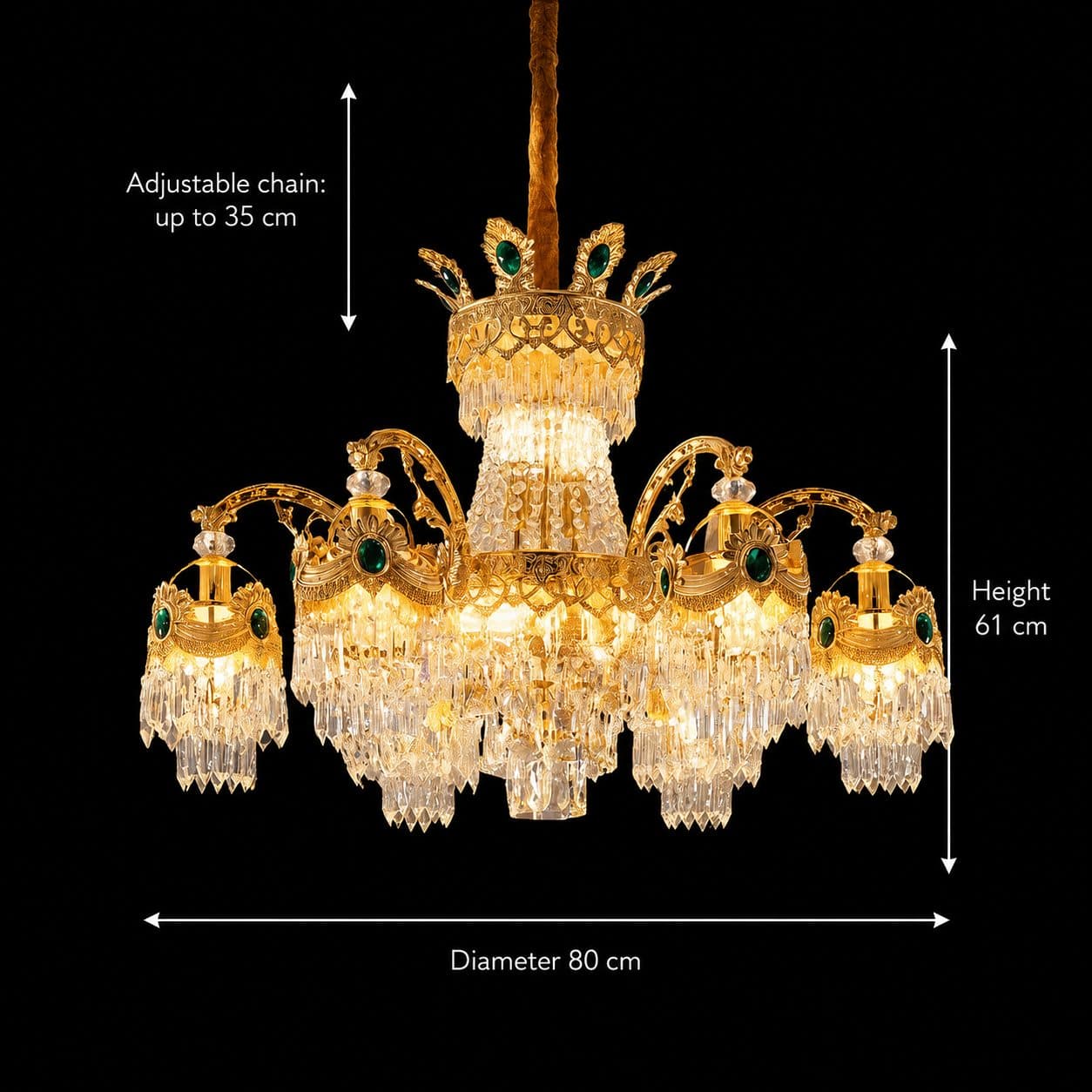 Candelabru Flippy Cristal 13x E14 D80cm Auriu Lucios — imagine 8