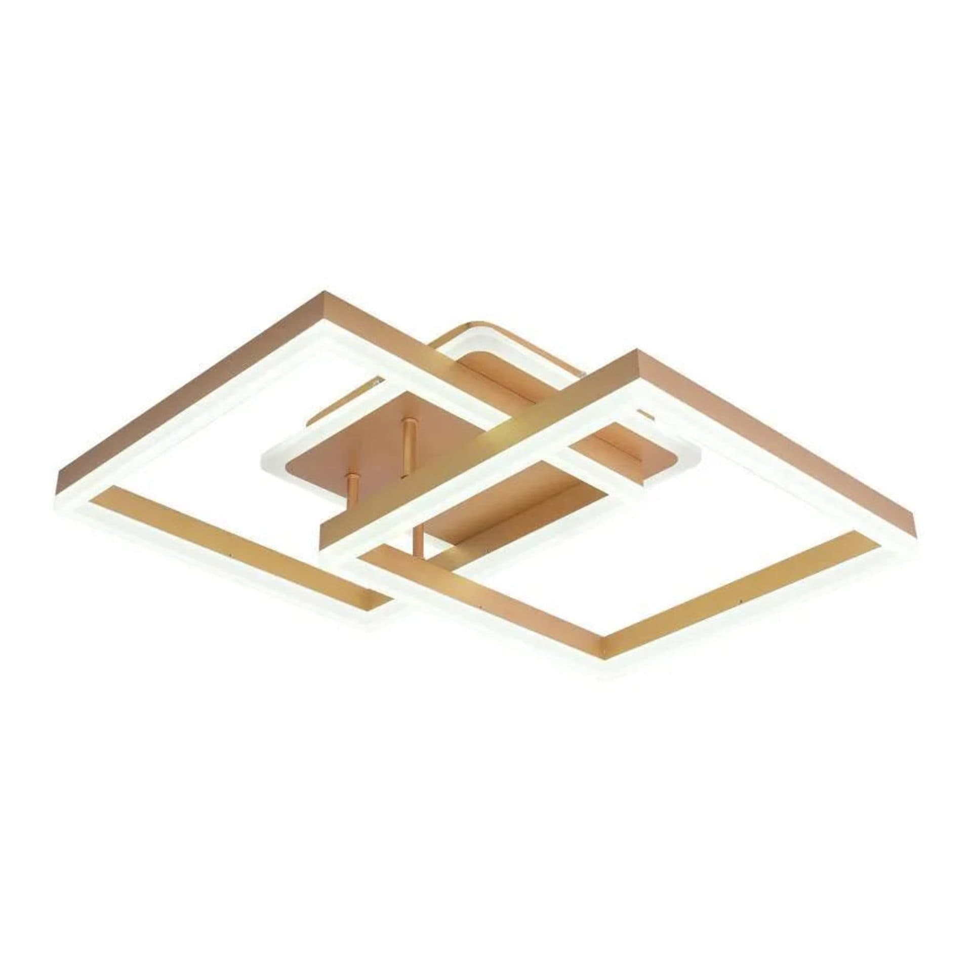 Lustra LED Flippy 142W 2 Patrate lumina Rece Calda Neutra Dimabila Auriu — imagine 3