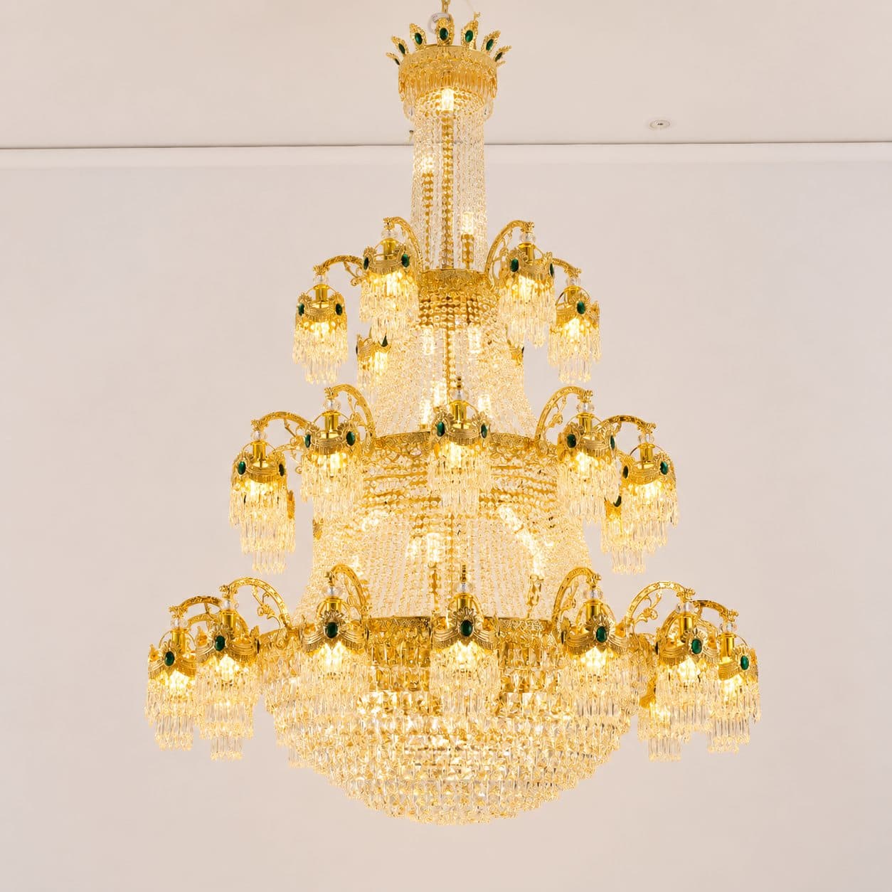 Candelabru Cristal 61xE14 Auriu Lucios Inaltime Reglabila — imagine 8