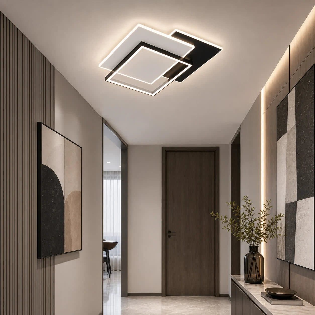 Lustra LED Flippy 98W 3 Patrate telecomanda Negru — imagine 10