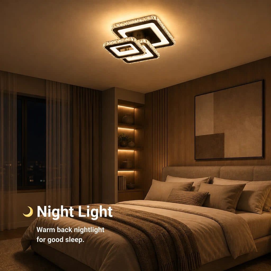 Lustra LED cu telecomanda Flippy LEILA 88W, 3 Patrate, Negru Crom Lucios — imagine 7