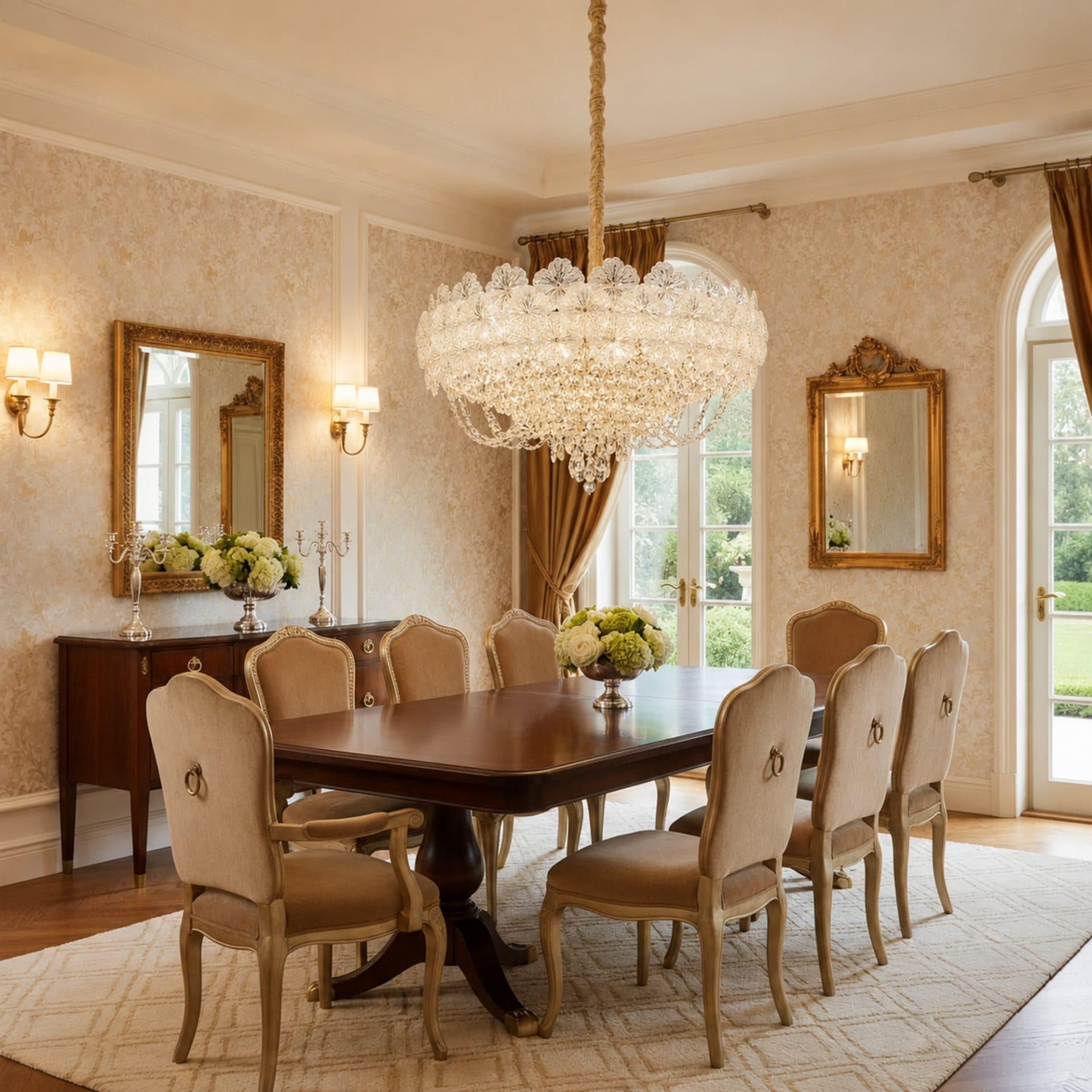 Candelabru Cristal CROWN Eleganza 9xE14, Diametru 50cm, Inaltime 41cm, Auriu Lucios — imagine 3