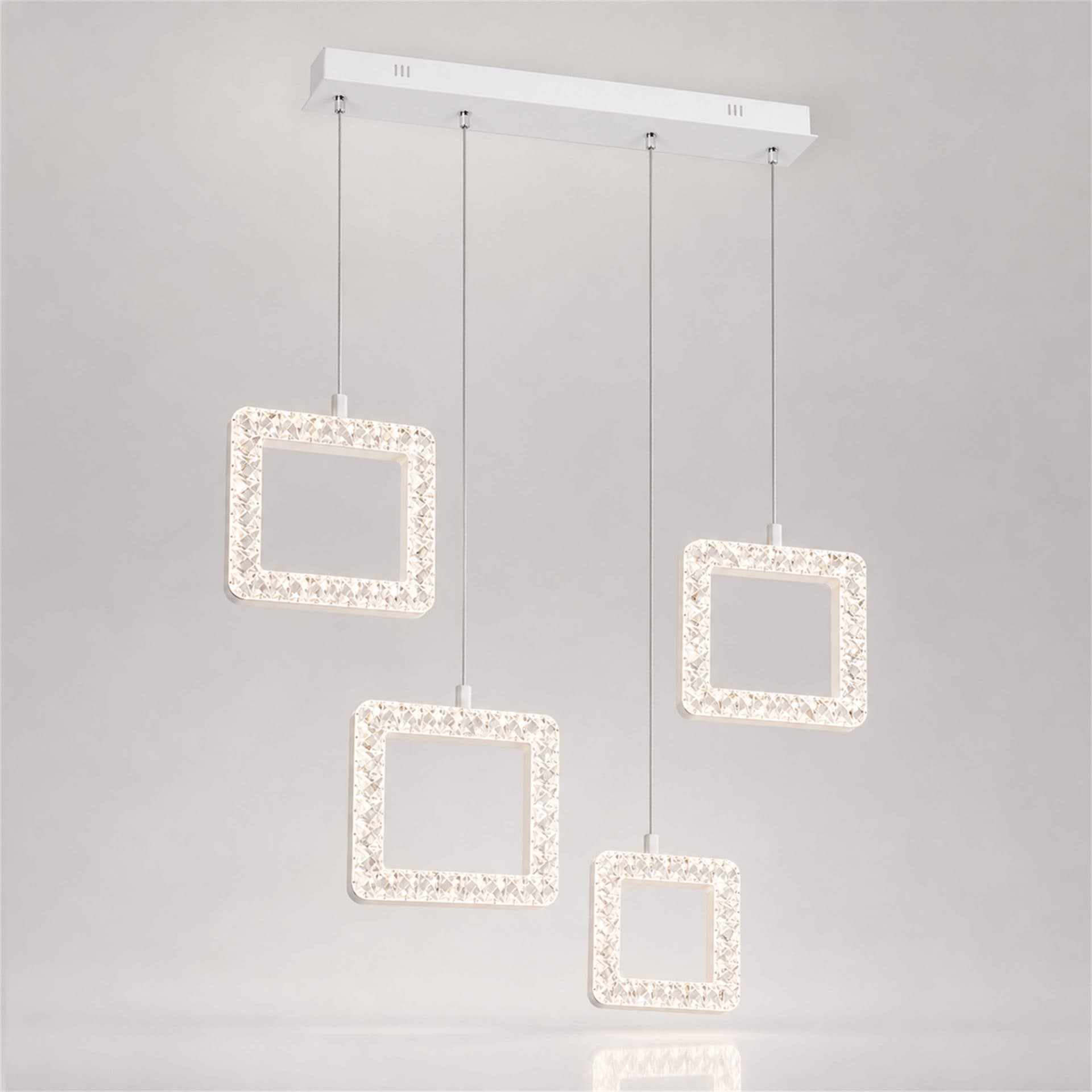 Lustra LED Flippy Eleganza 72W, telecomanda, cristal, Alb — imagine 1