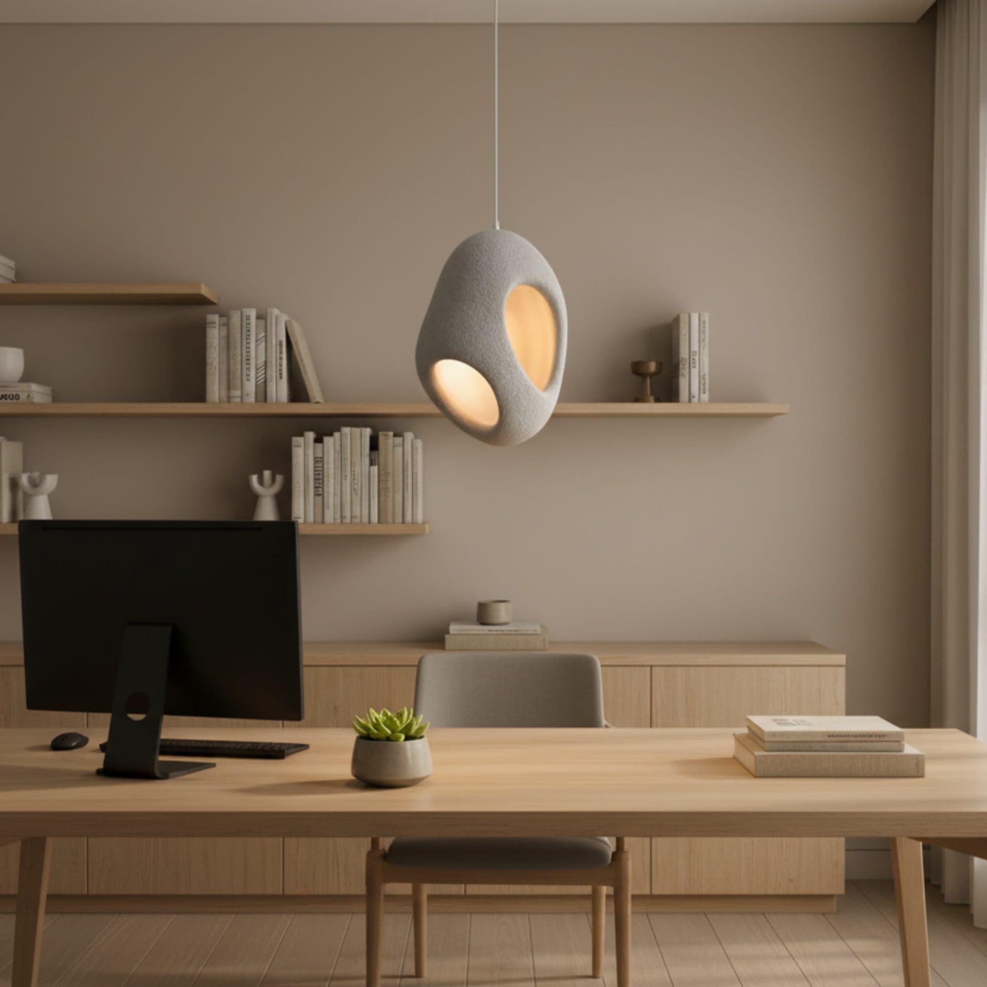 Lustra Suspendata Moderna Gri Metal si Spuma 37 cm, Soclu E27, Inaltime Reglabila — imagine 2
