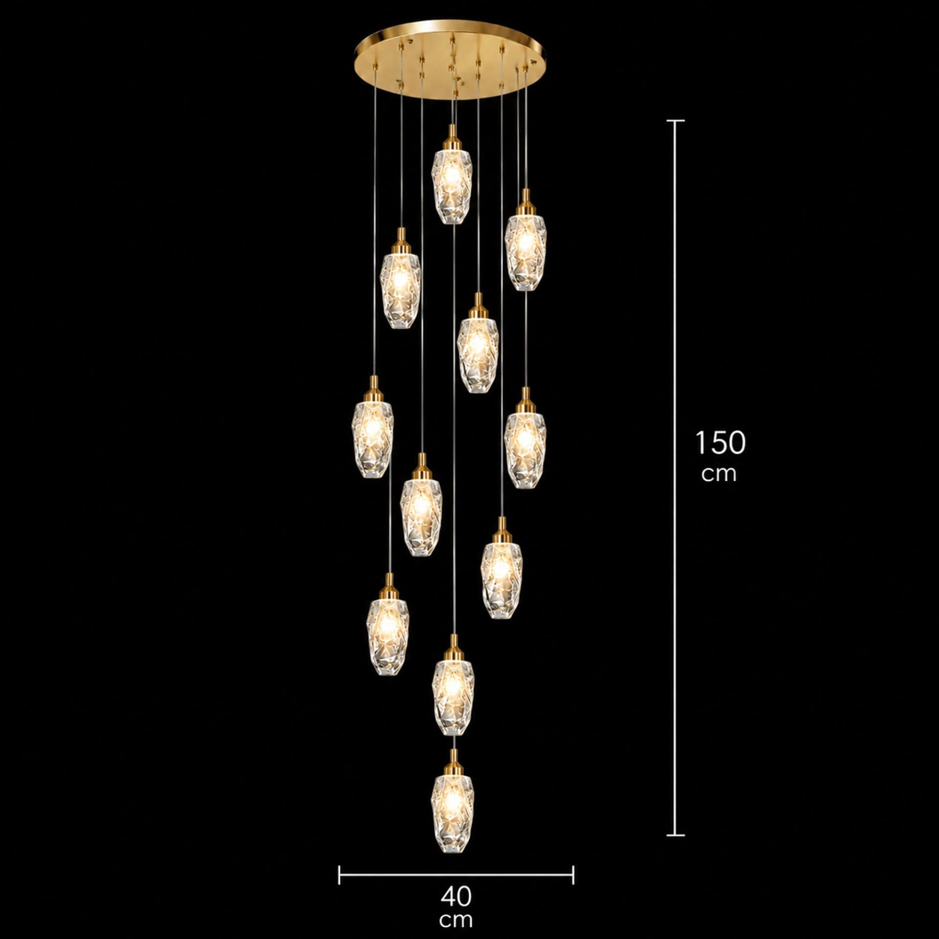 Candelabru LED Cristal Suspendat 12 Surse 36W Diametru 40cm — imagine 8