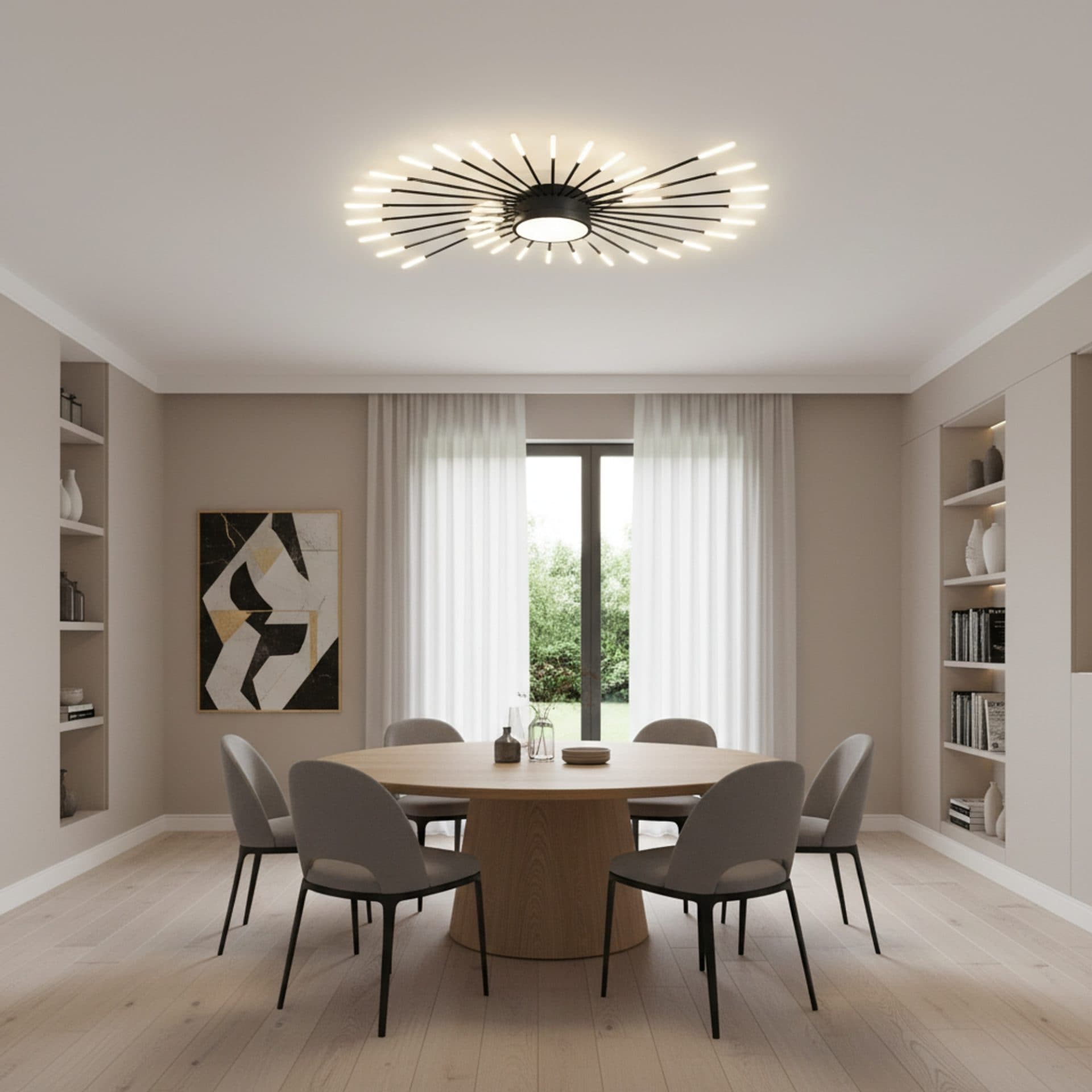 Lustra LED Flippy KALESA Grande, Lumina Neutra 4000K, 28W, Alb, Metal si Acril — imagine 2