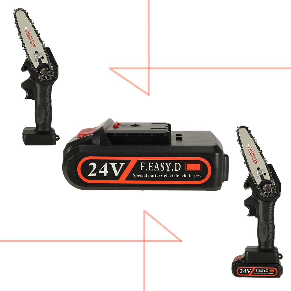 Ferastrau electric cu lant mini, cu bateria de 24V si valiza de transport — imagine 3