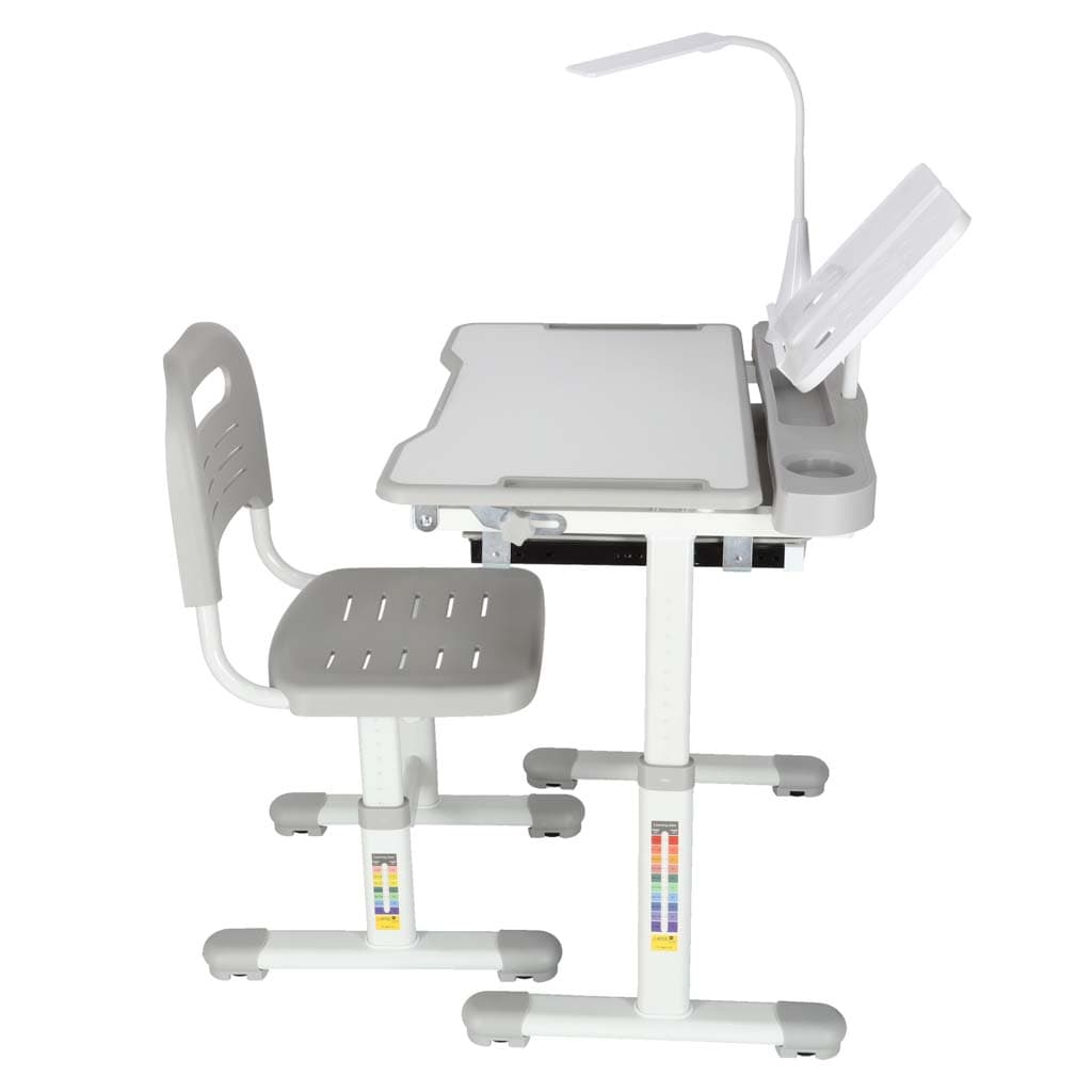 Set birou reglabil cu scaun ergonomic IKONKA, gri/alb, 70 x 51 cm — imagine 5