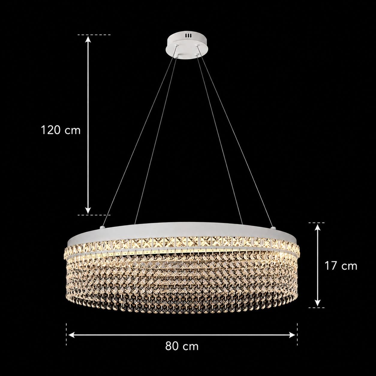 Candelabru Flippy VOLNA Regalis 170W D80cm Alb Metal si Cristal — imagine 5