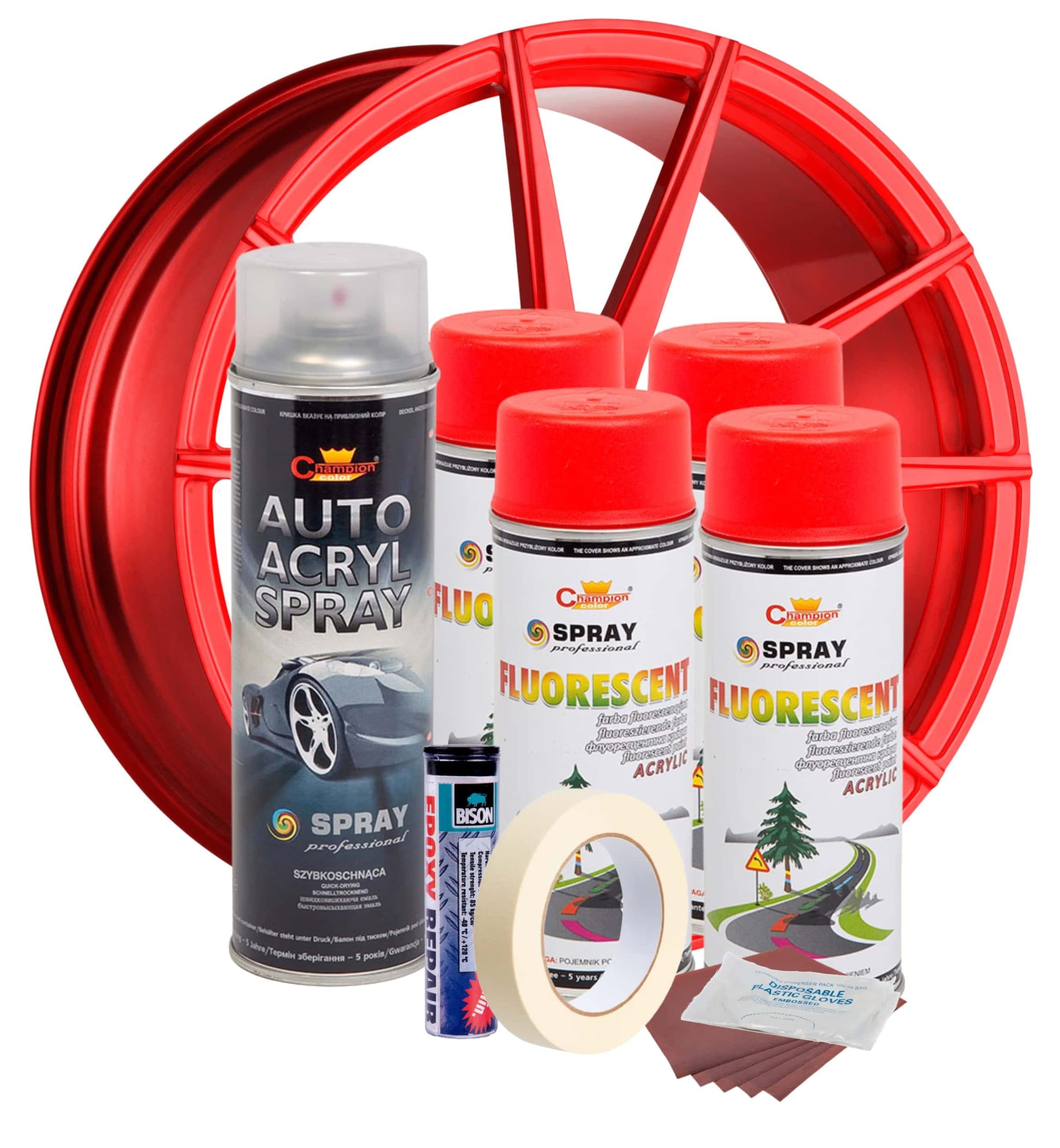 Kit reparatie si vopsire jante AVEX.ro Rosu Fluorescent V4 — imagine 2