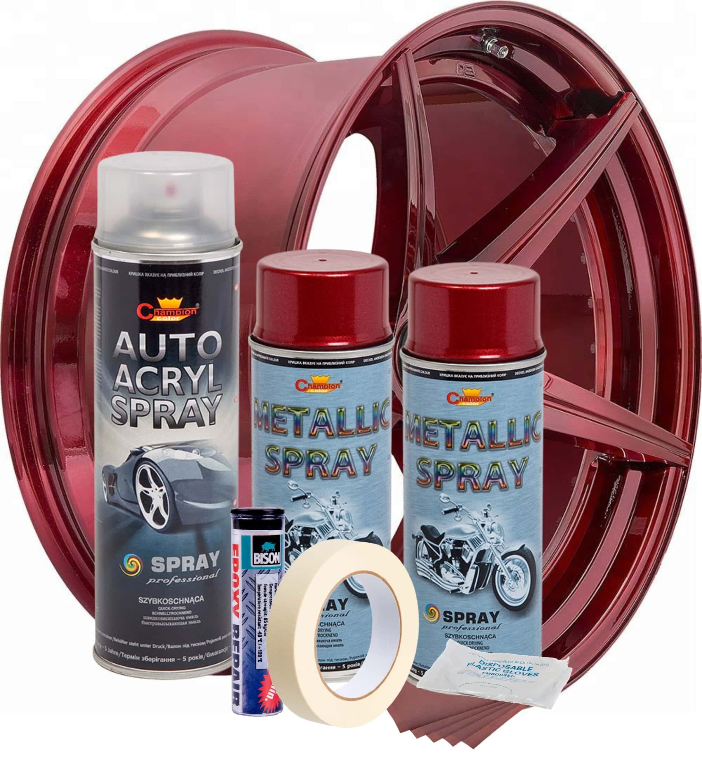 Kit reparatie si vopsire jante AVEX.ro Rosu Burgundy Metalizat — imagine 1