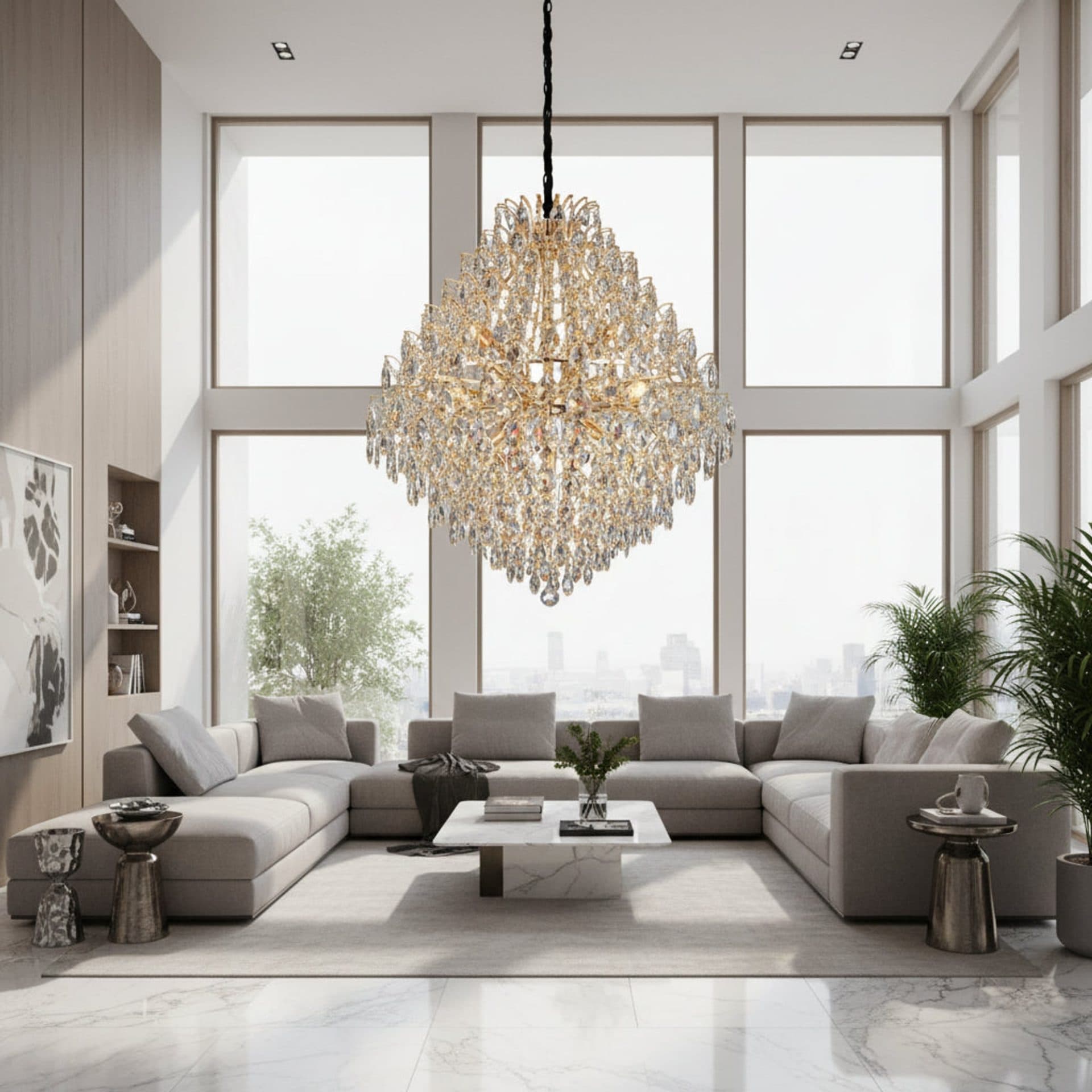 Candelabru Flippy Cristal KONIG Regalis 15x E14 D80 cm Auriu — imagine 4