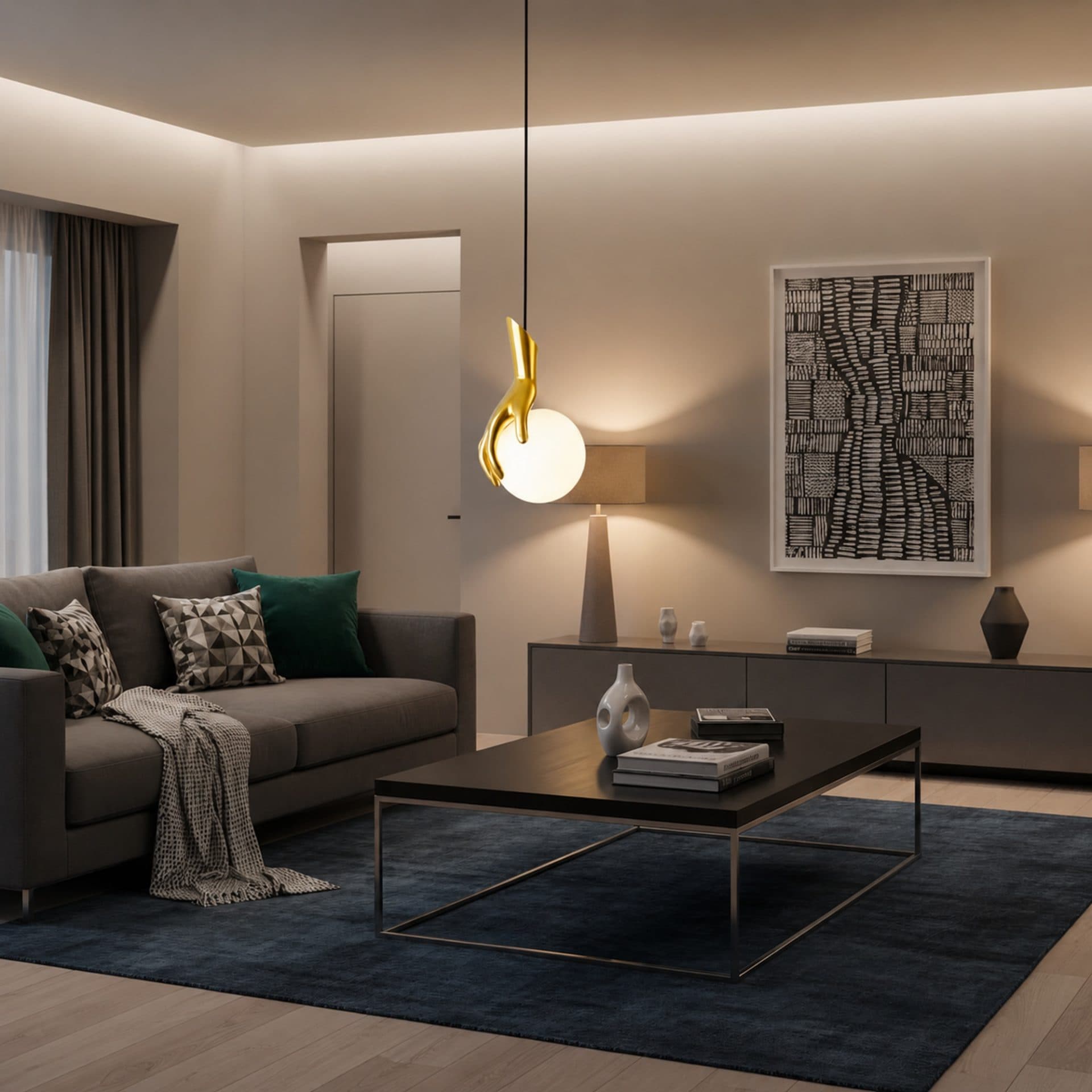 Lustra LED Flippy MANOS Auriu Sticla si Resina — imagine 2