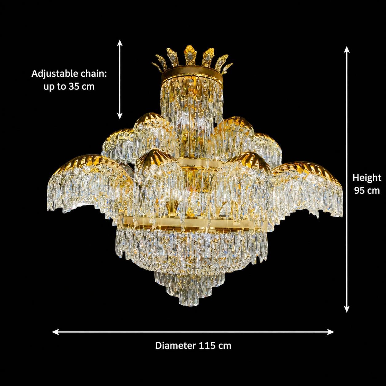Candelabru Cristal Flippy PALACE Supremo 29xG9 Auriu Lucios — imagine 9