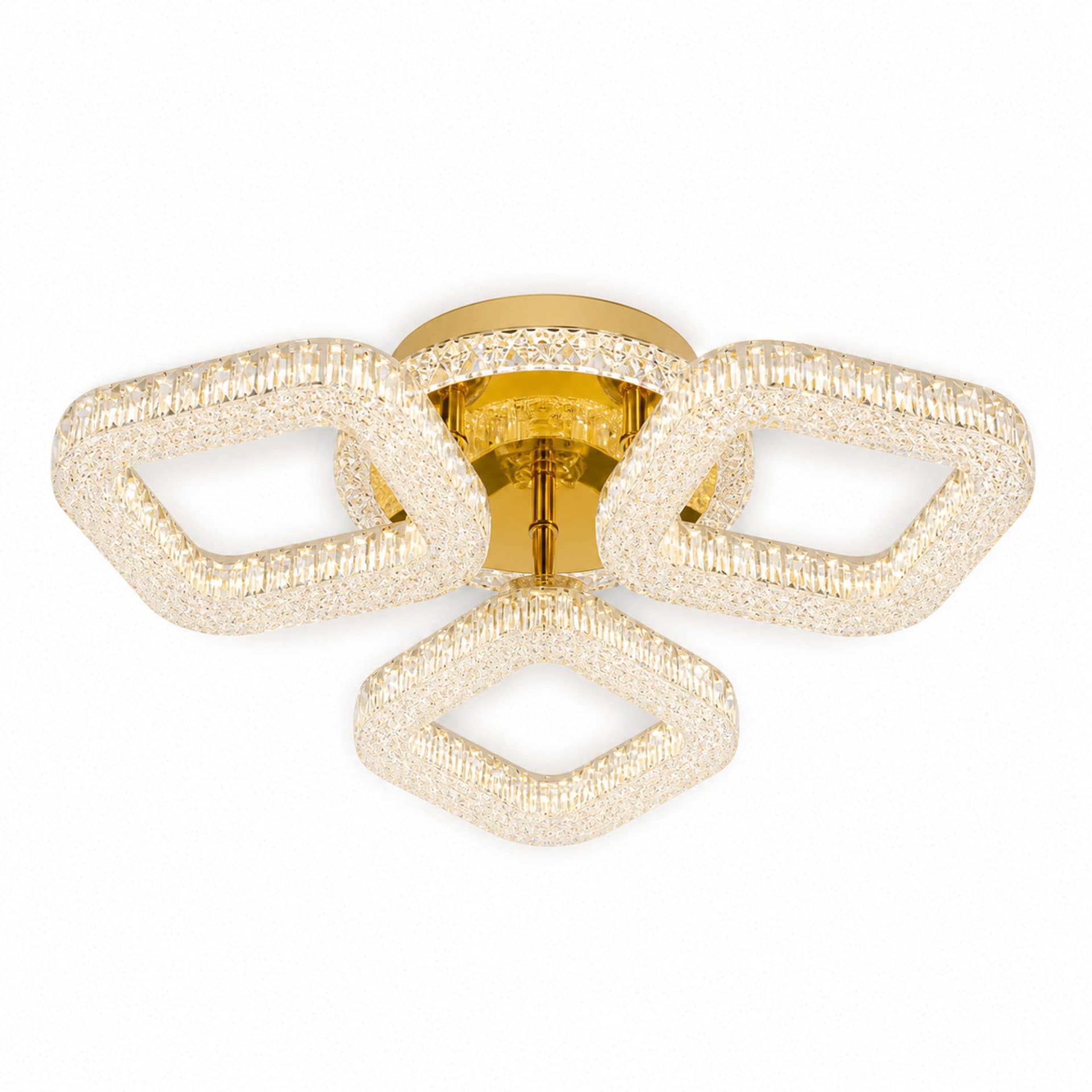 Lustra LED Flippy RENATO Nobile 39W Auriu cu telecomanda si cristal — imagine 5