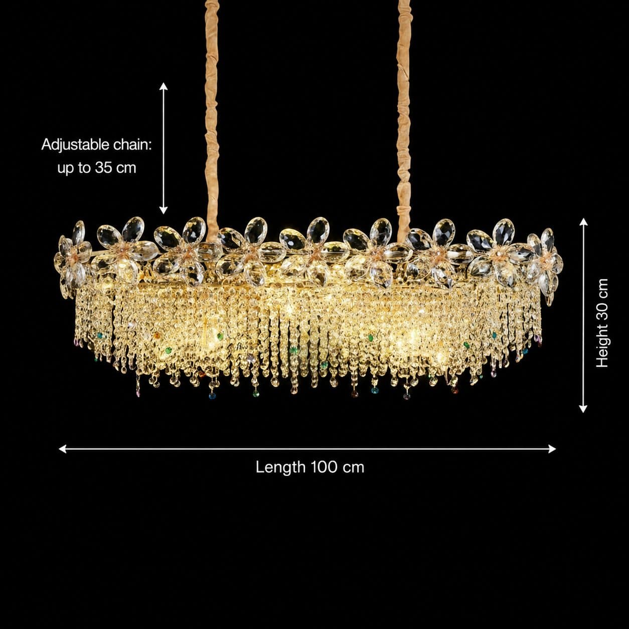 Candelabru Flippy Cristal 20x E14 Auriu Lucios Inaltime Reglabila — imagine 7