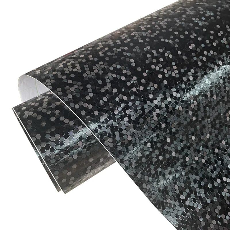 Folie auto decorativa Premium Honeycomb Black, model hexagonal 3D, 150 x 100cm — imagine 1