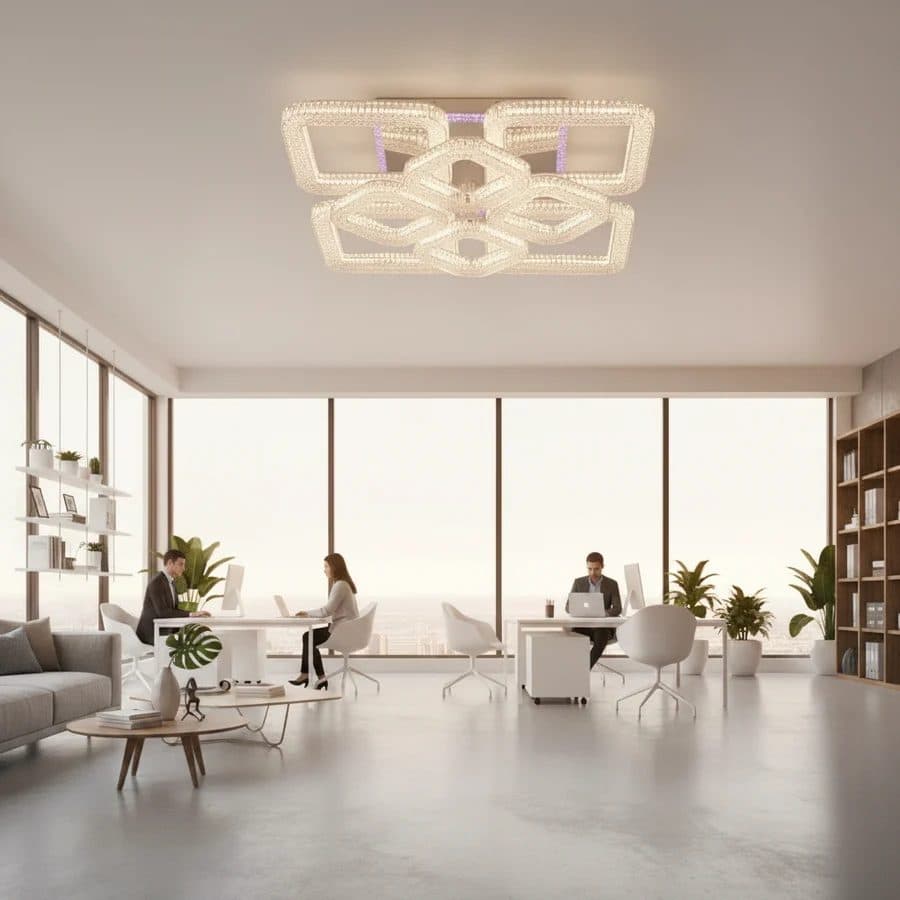 Lustra LED Flippy RENATO Magno 128W cu telecomanda si cristal, Alb — imagine 1