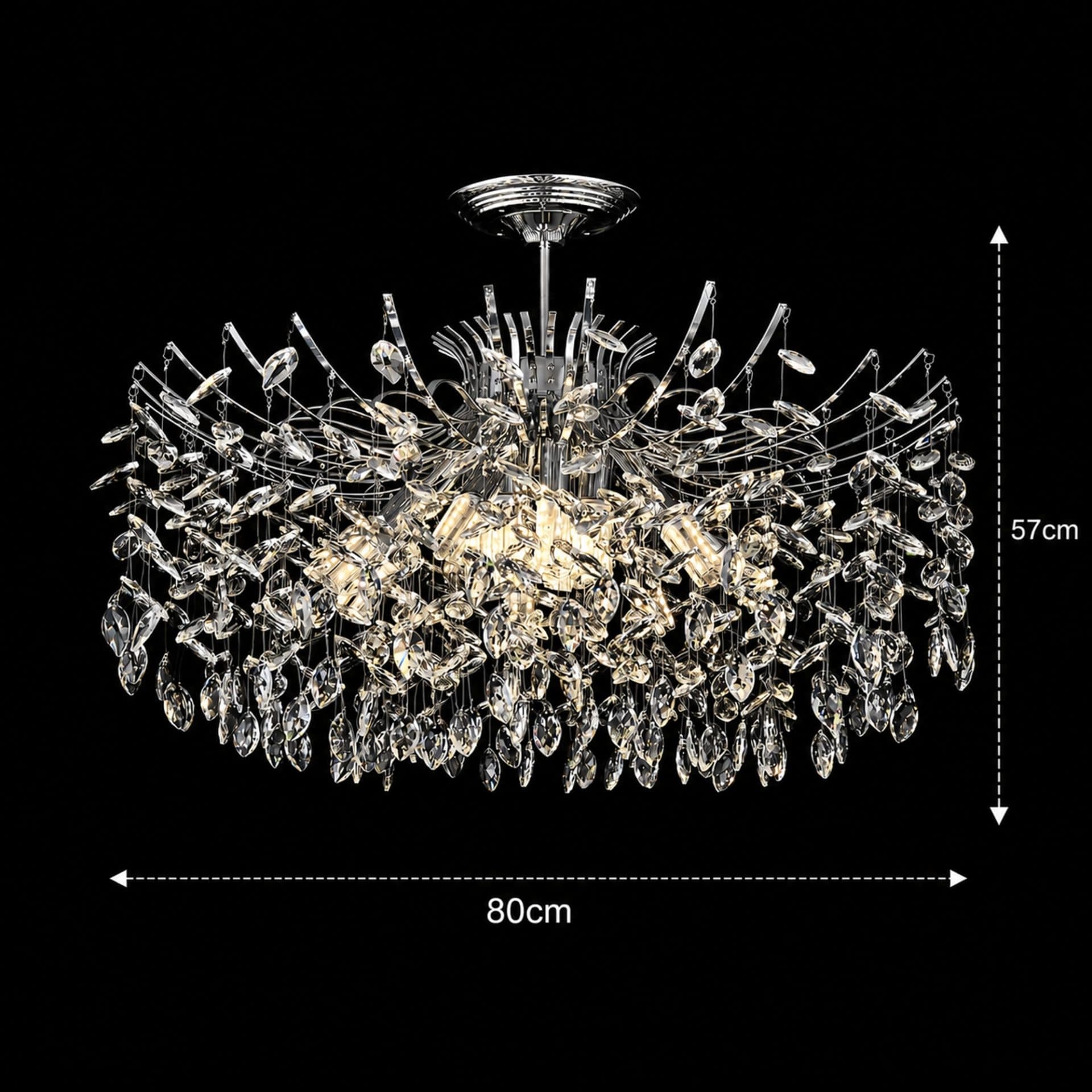 Candelabru cristal PROWES Regalis, 14xE14, 80 cm, crom lucios — imagine 6
