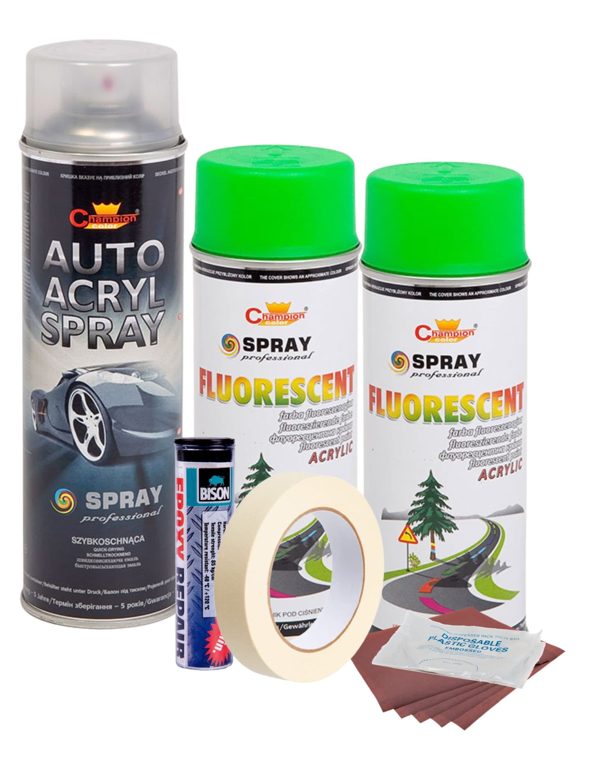 Kit reparatie si vopsire jante AVEX.ro Culoare Verde Fluorescent, V2 — imagine 1