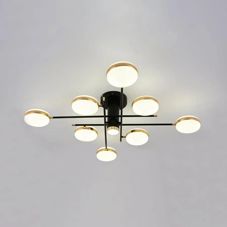 Lustra LED Flippy cu telecomanda si cristale MISEL 154W, 9 Elemente, Negru Auriu — imagine 3
