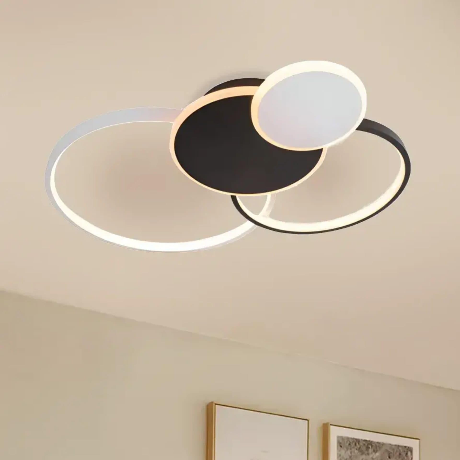 Lustra LED Flippy 80W 4 Cercuri telecomanda reglabila Negru Alb — imagine 2