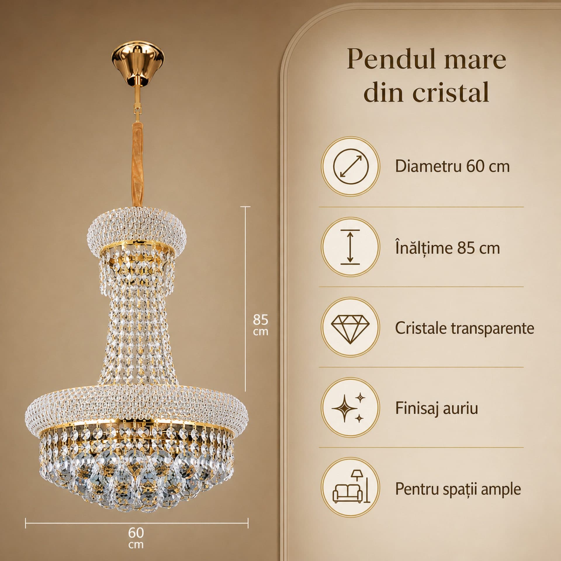 Candelabru Flippy Cristal NUVOLA Magno 15xE14 Diametru 60 cm Auriu — imagine 12